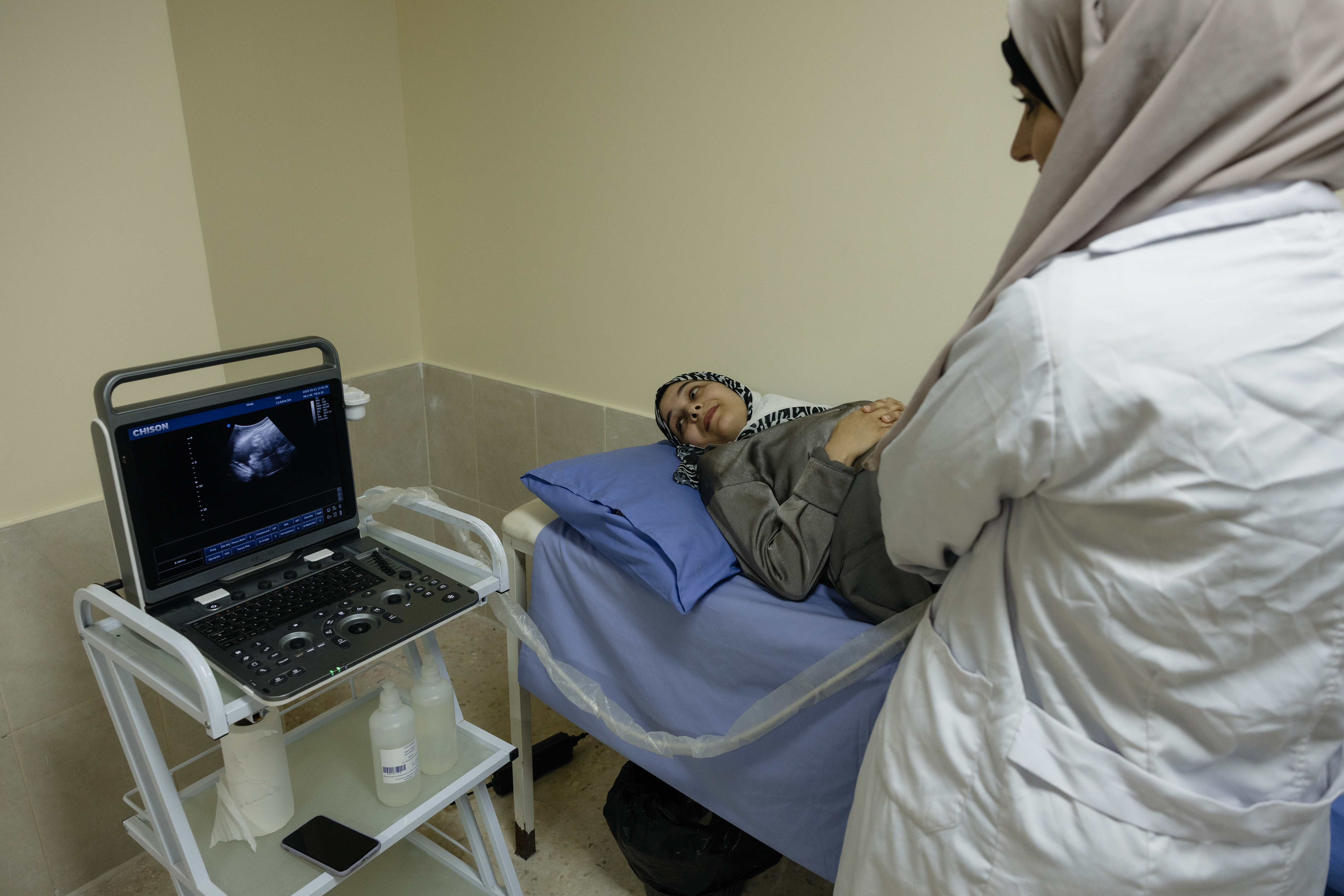 A pregnant woman is monitored in a clinic supported by World Vision