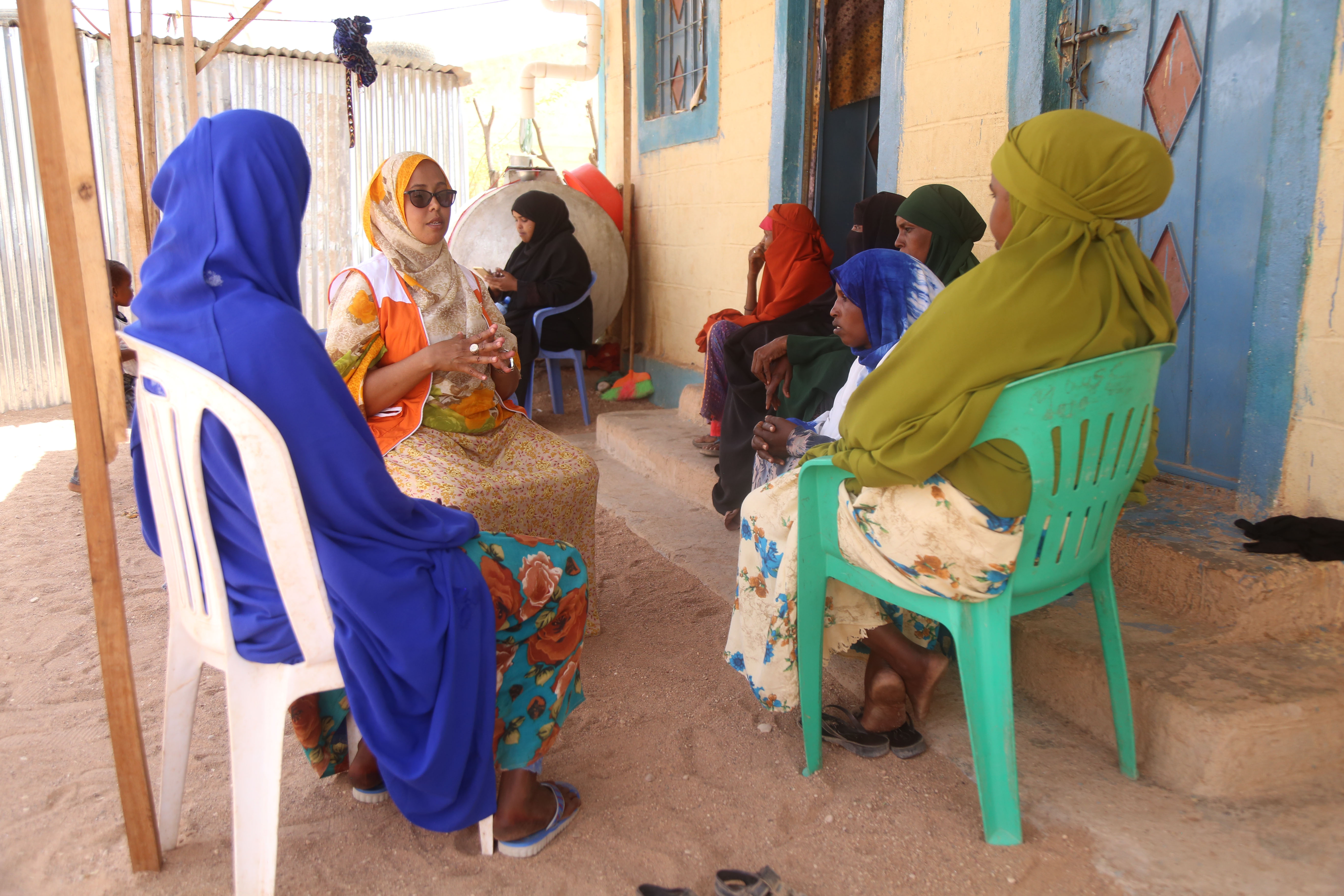 Hoodo conducting a counselling session to a group of fistula survivors