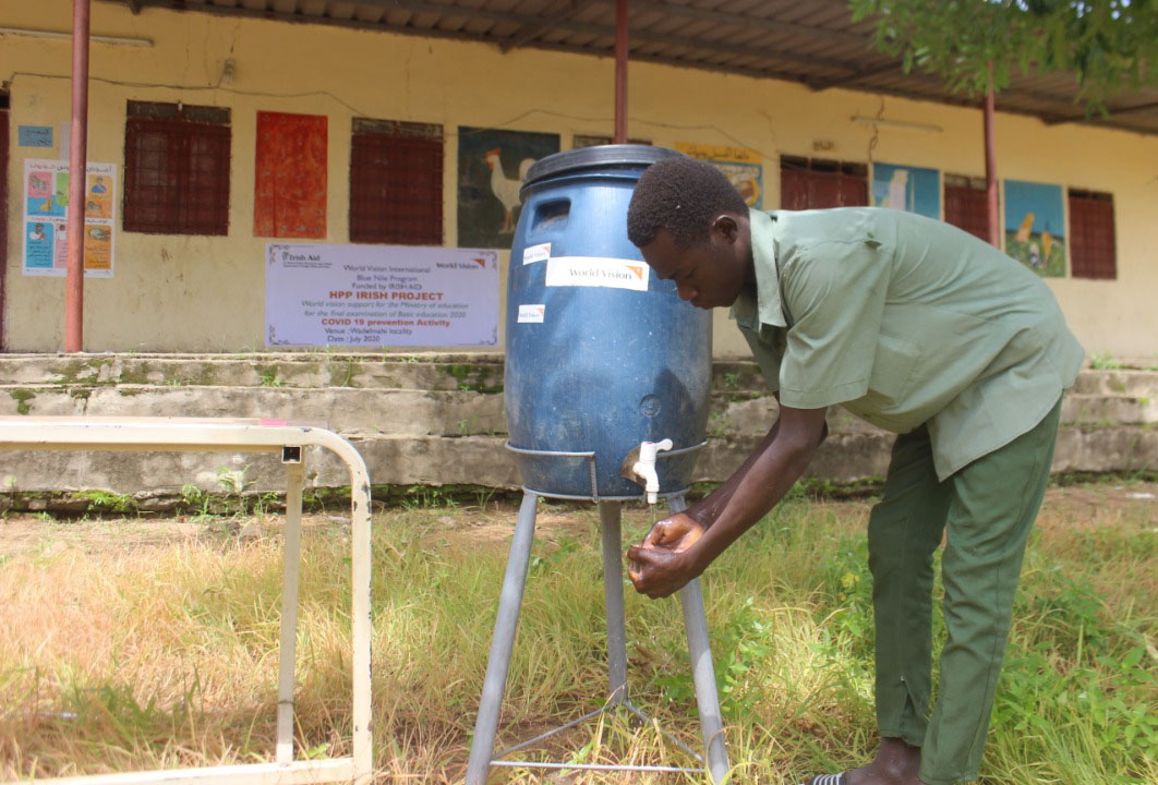 World Vision supported the examination centre with water and hand washing facilities for children sitting their final exams.