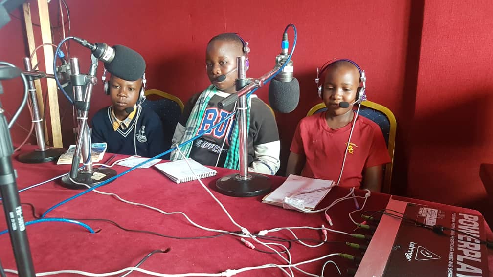 Members of Busia children parliament at Jogo FM speaking about children issues amidst COVID 19 pandemic in Busia