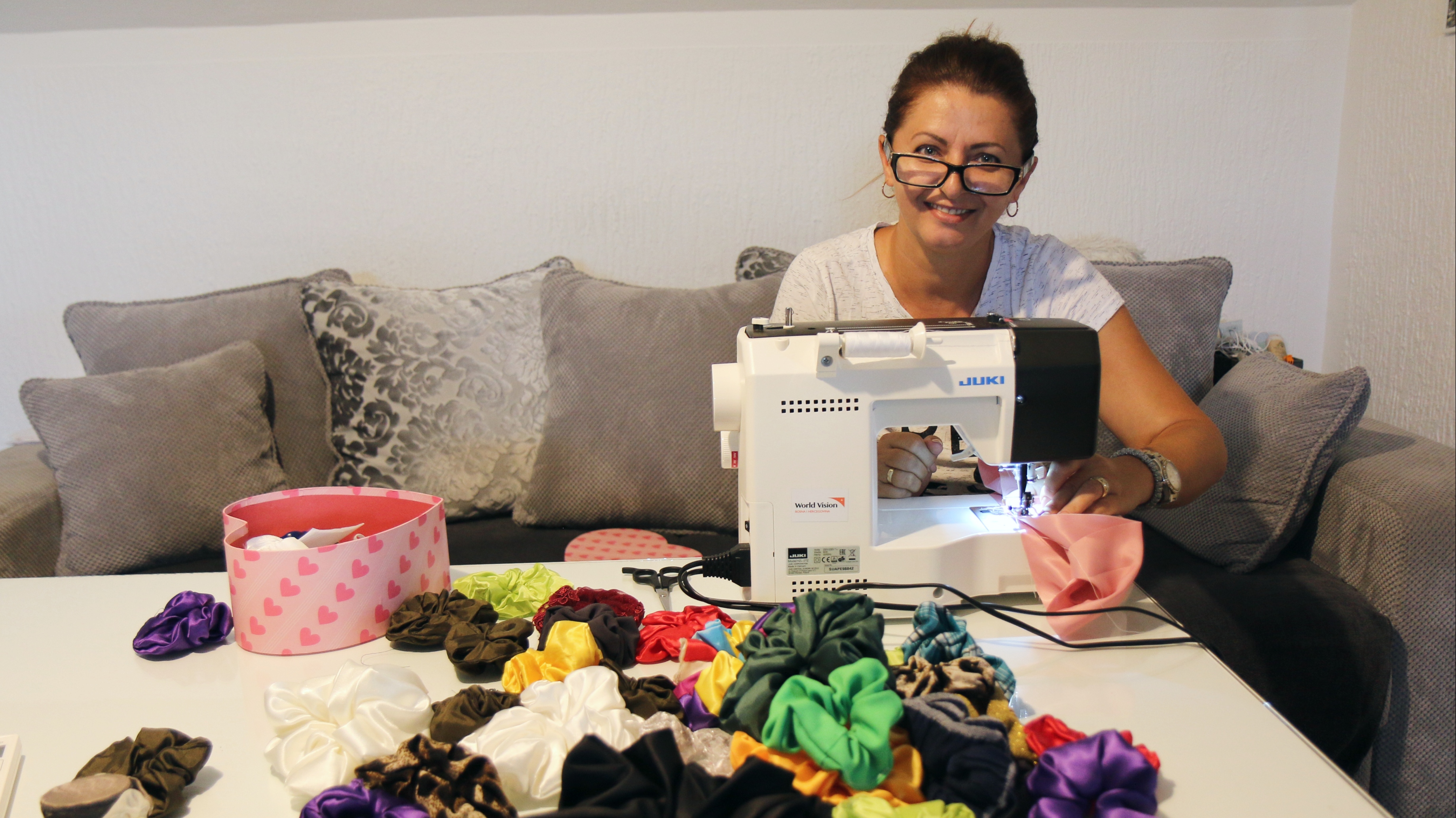 Miladinka sews hairbands