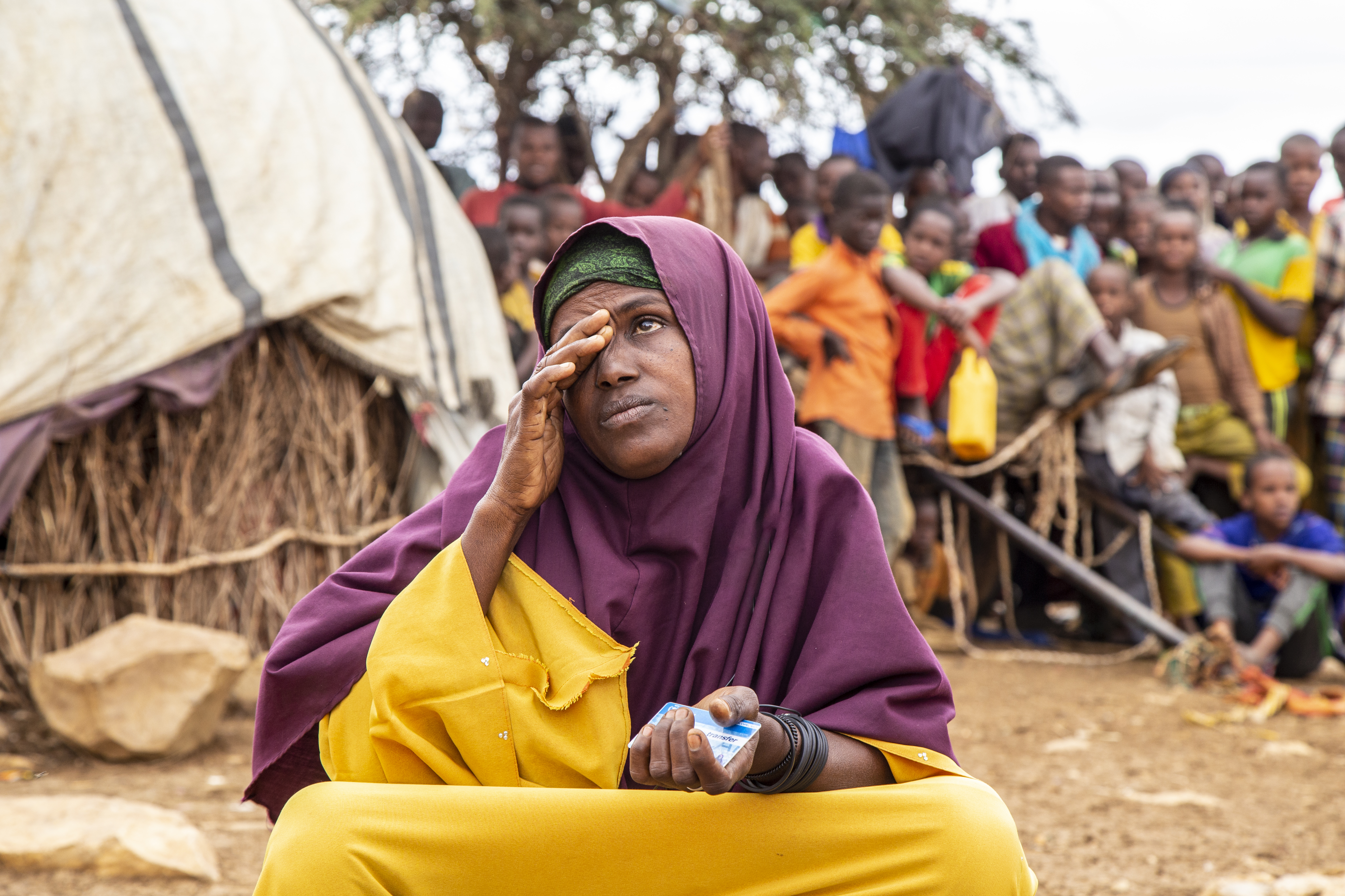 Displaced because of the drought: Faadumo and some of her children are new residents in this makeshift settlement 