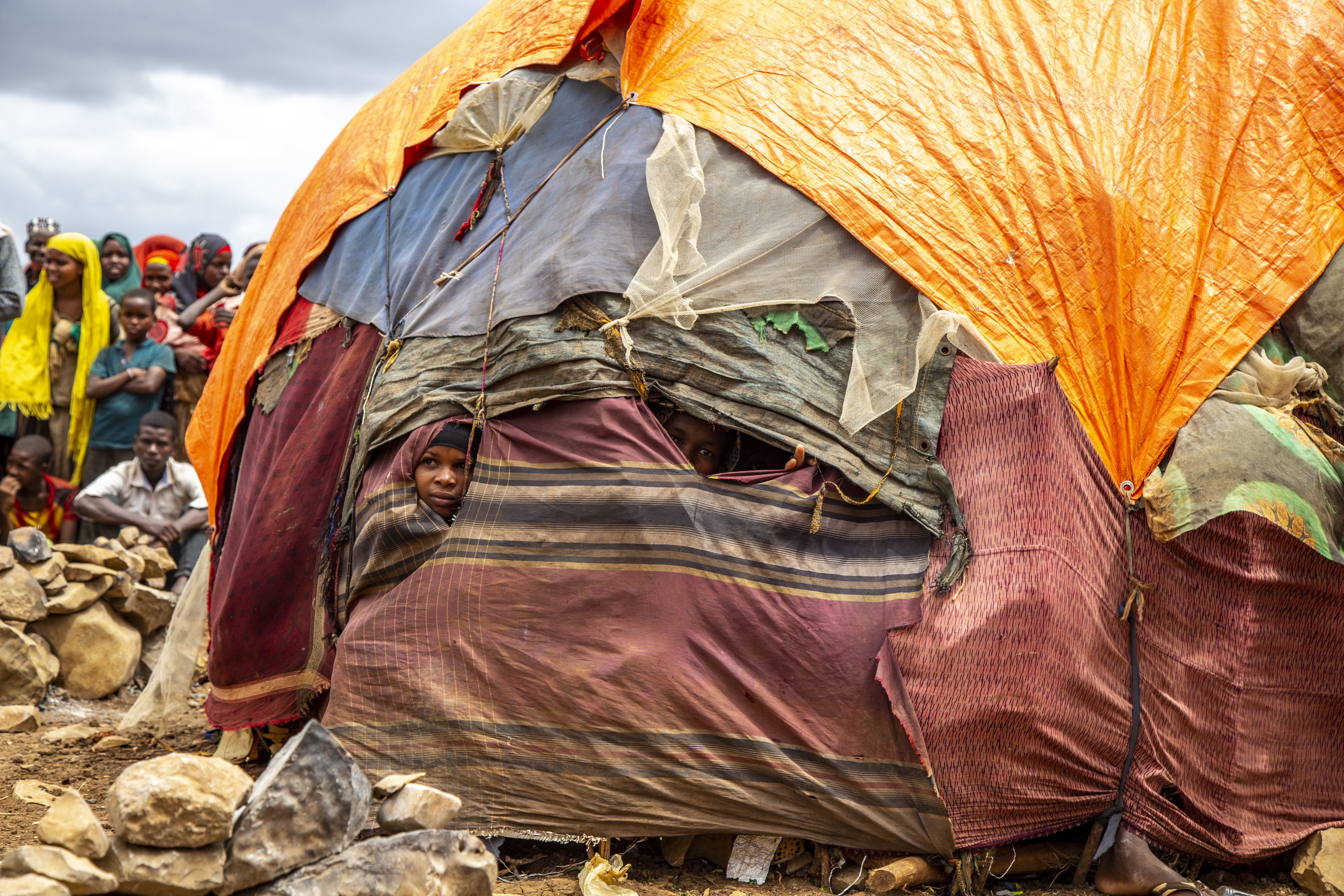 Scenes of worry and despair for children and their families who have been forced to flee their drought-stricken villages.