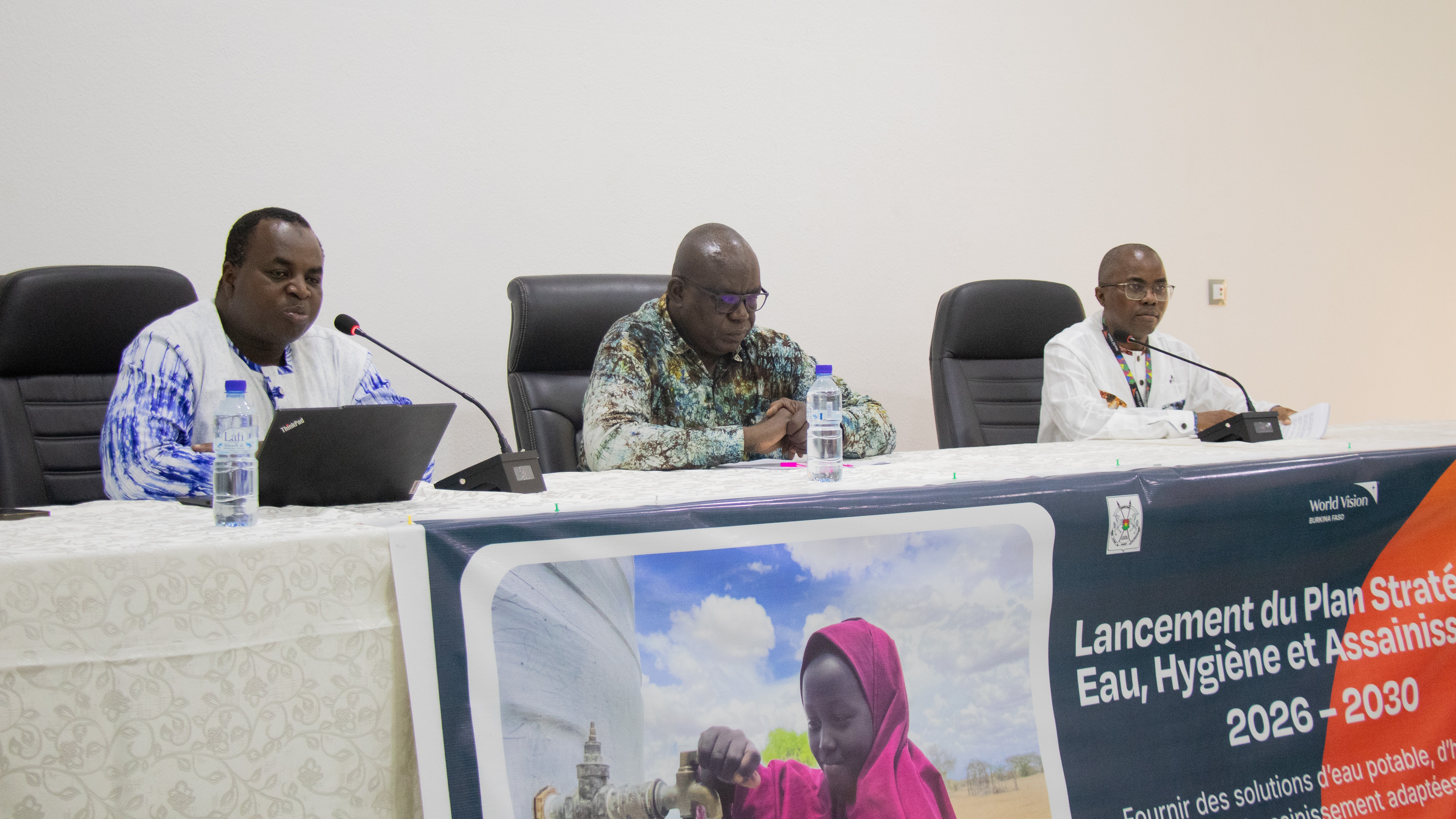 Officials who launched the implementation of the WASH business plan (Lassina Sanou in the centre)