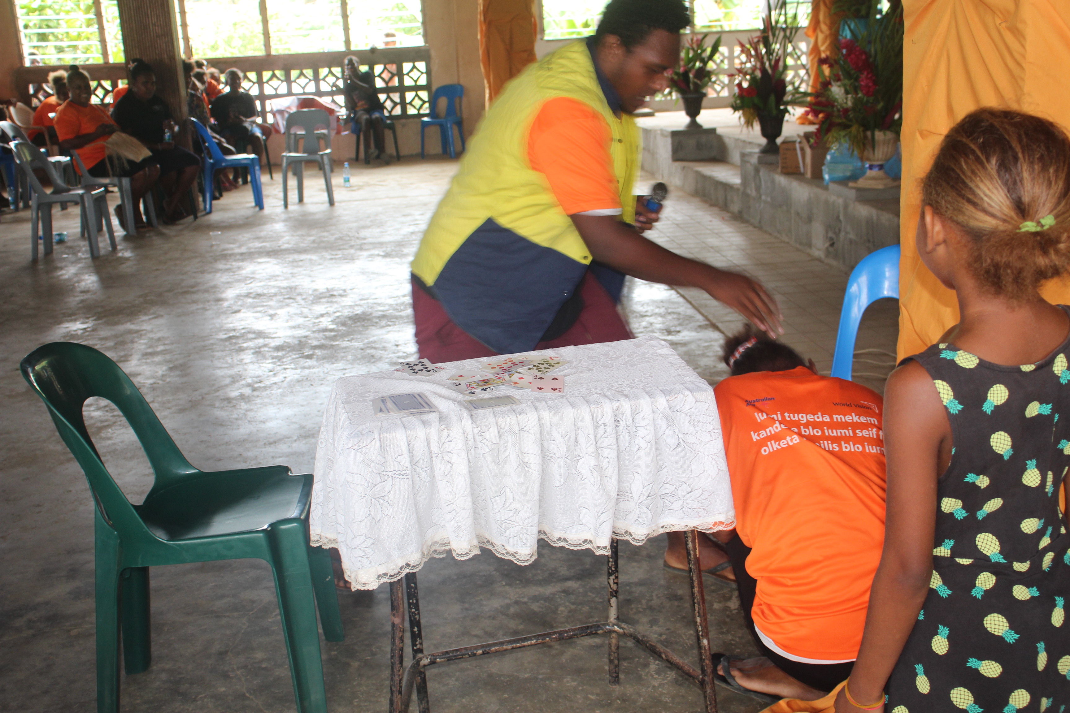 Fulisango youth performing a skit about