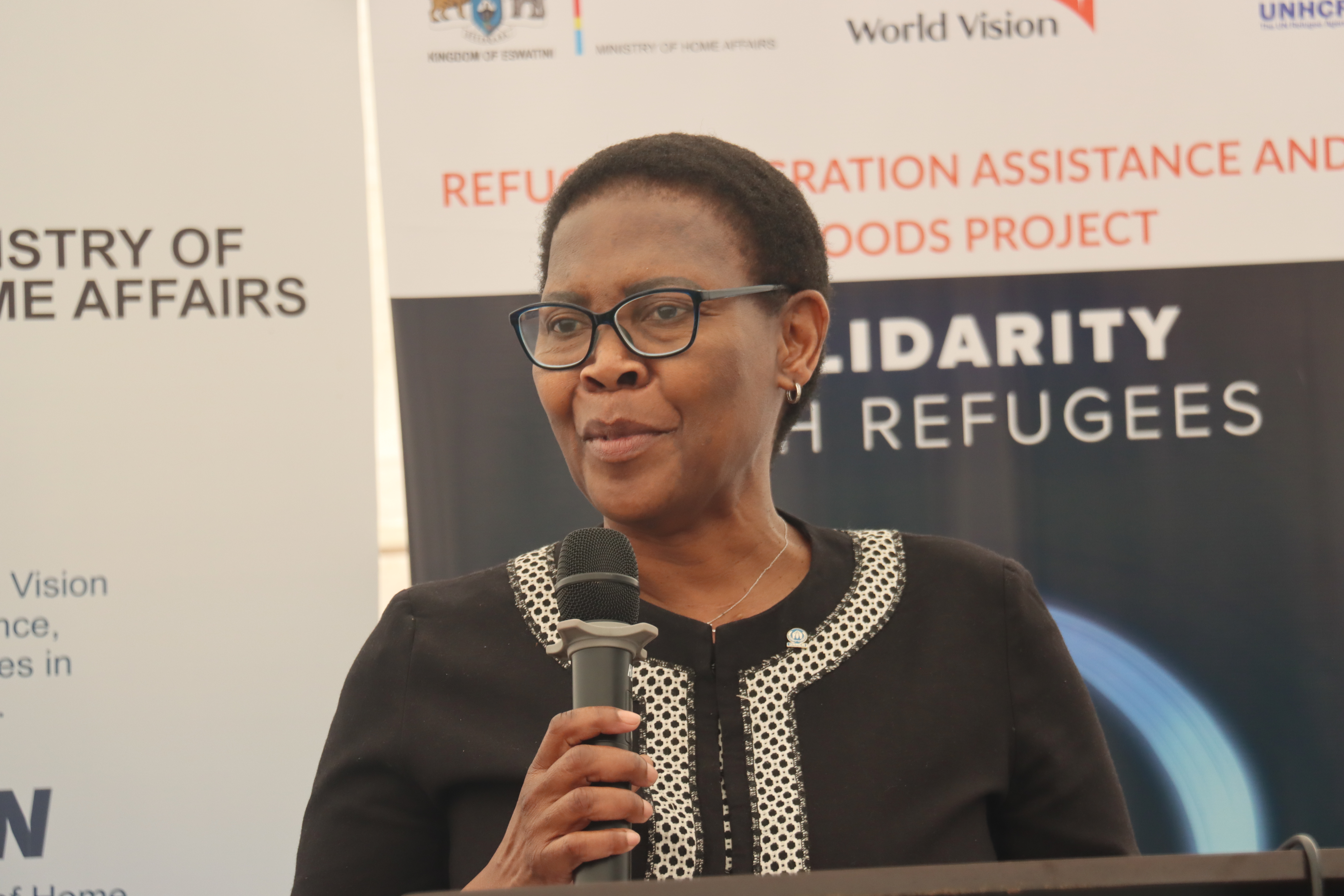 UNHCR Representative Mmone Moletsane delivering her remarks at the commemoration of World Refugee Day
