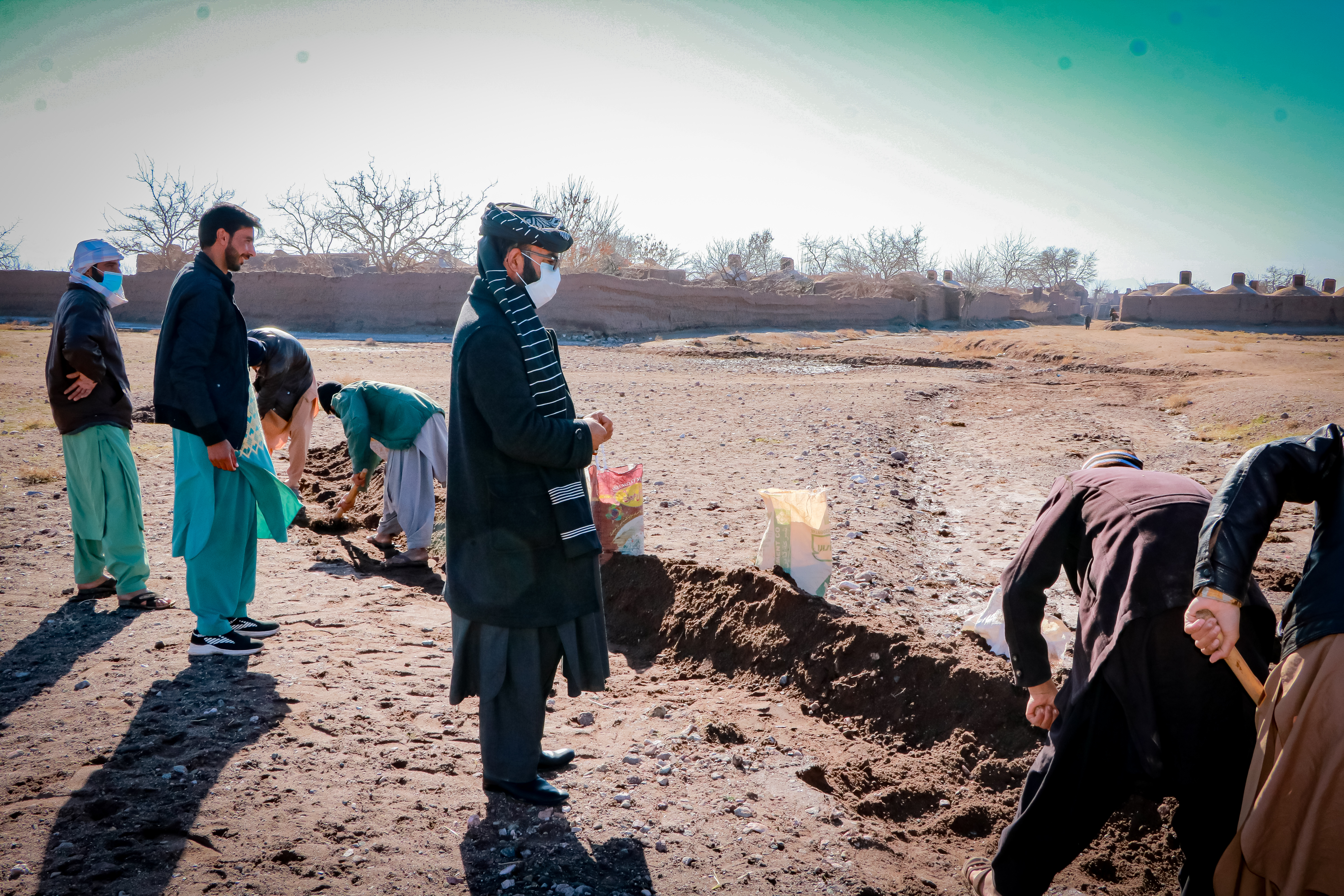 natural disaster committee are working in their village