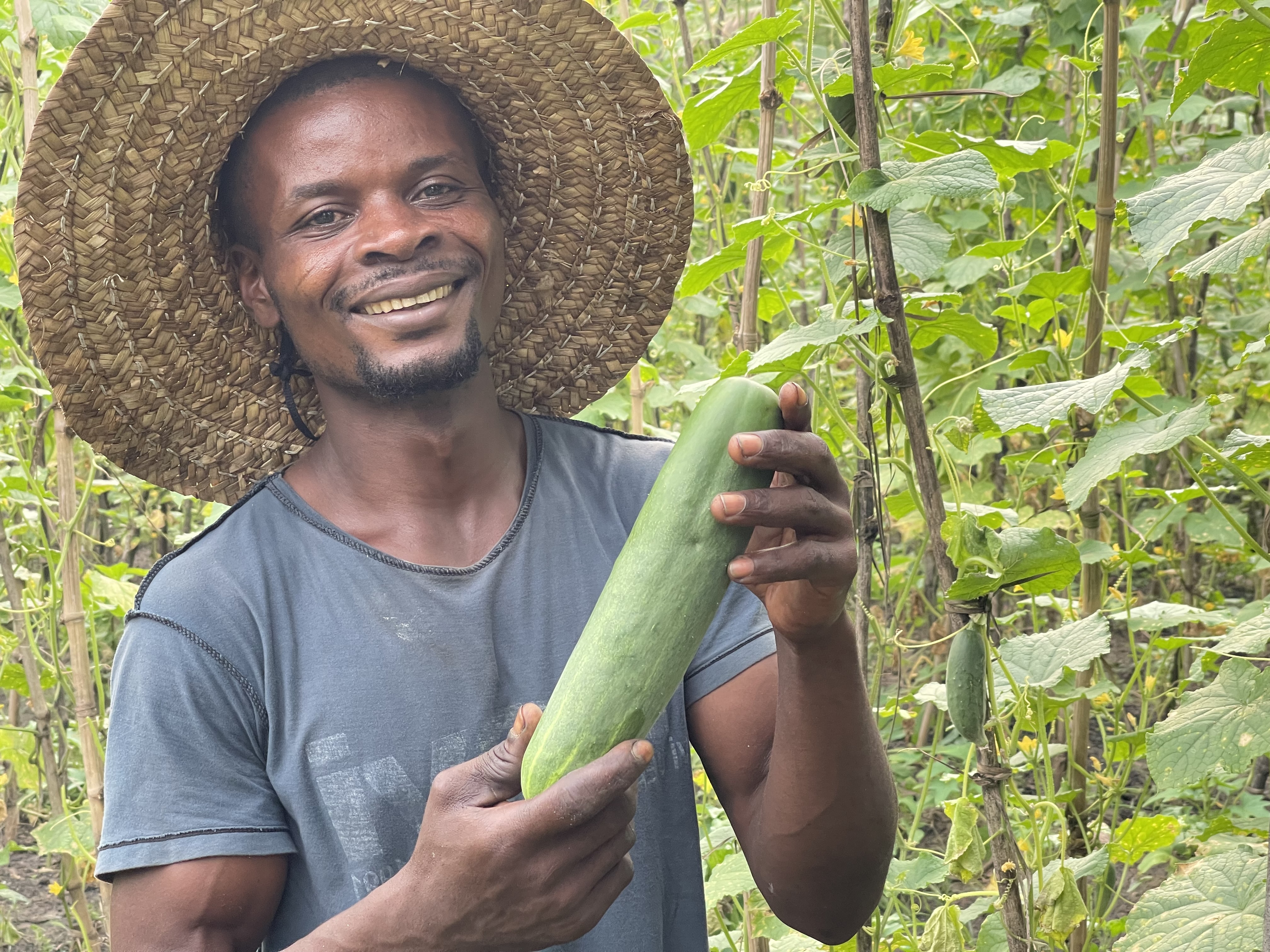 Adolph is one of the members of Kimbanseke community who benefited from the World Vision support in agricultural inputs and farming tools that allowed him to do market gardening 