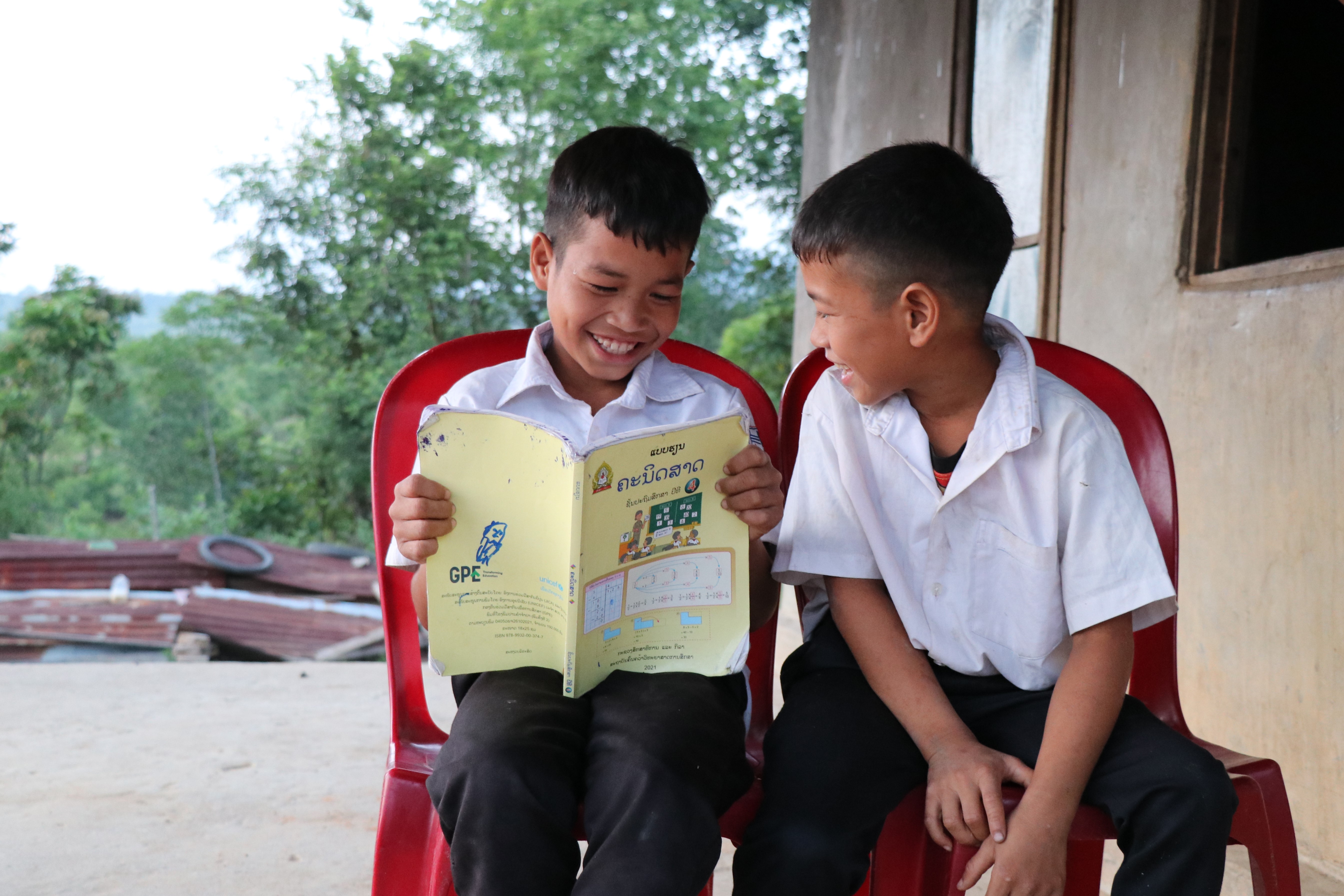 the boys are enjoying reading