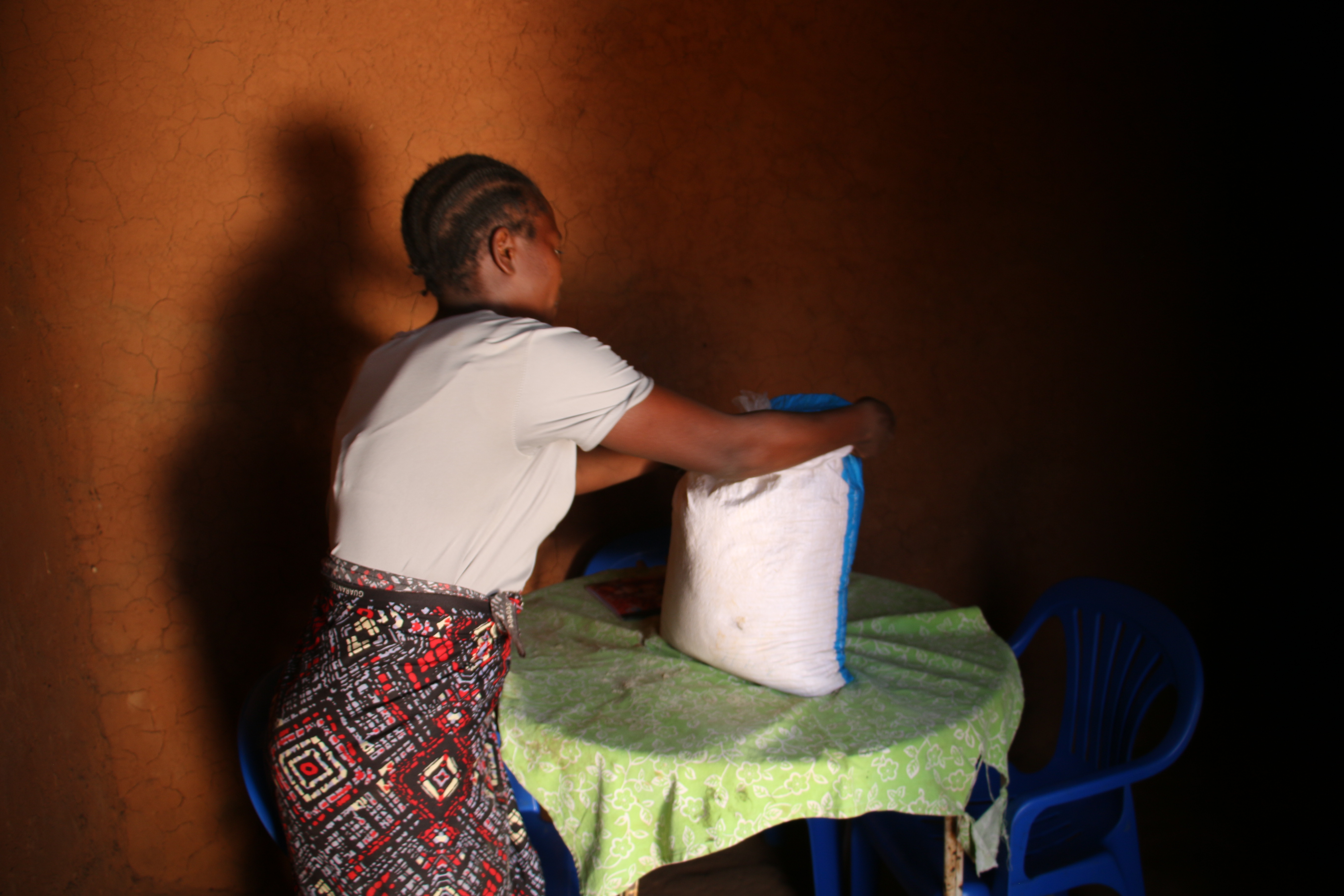 Juliana with her premix flour at home