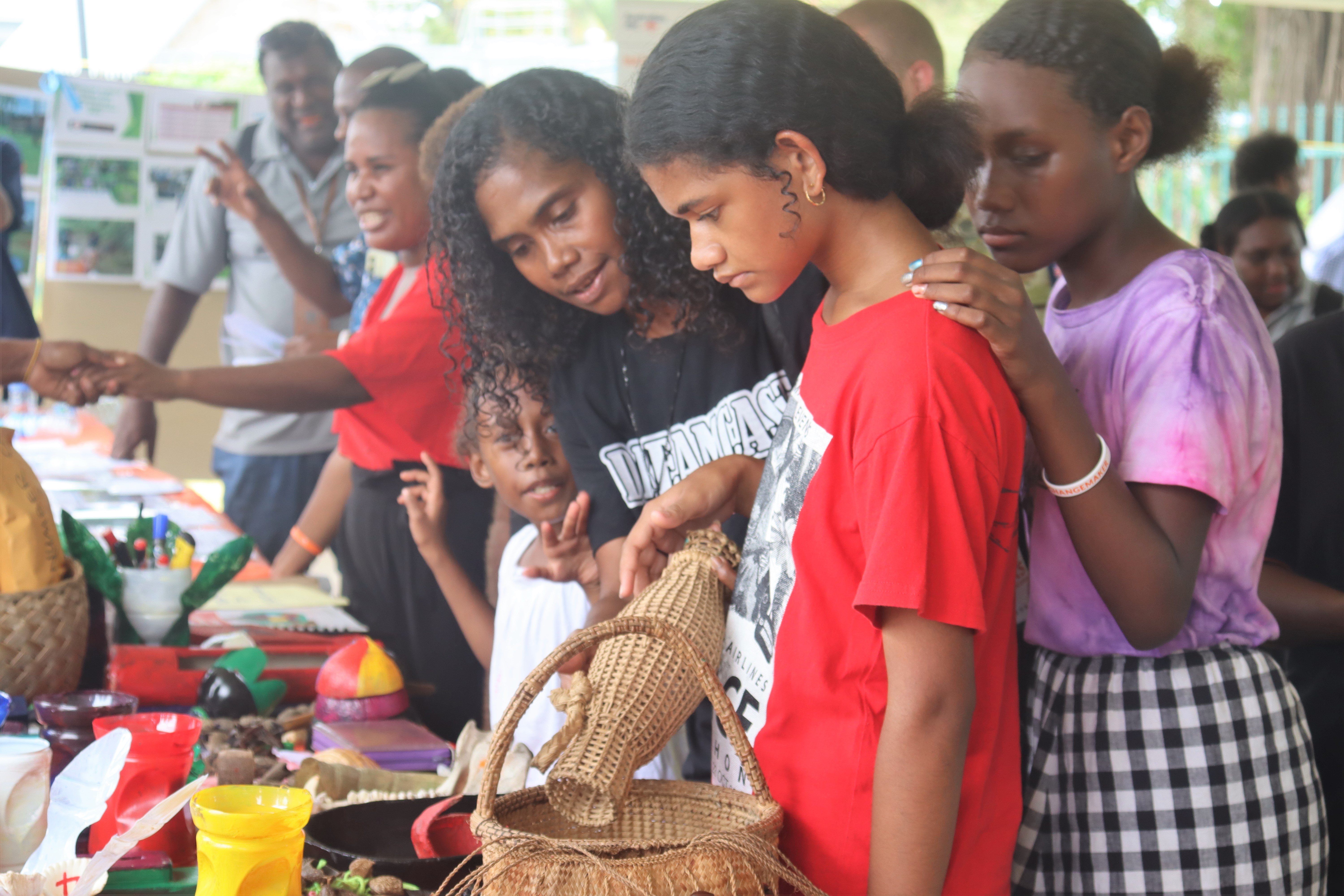 Children visiting the stalls 