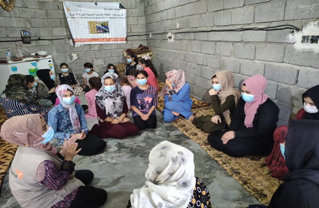 A team from World Vision Iraq train women on menstrual health and hygiene through their partnership with Days for Girls. 