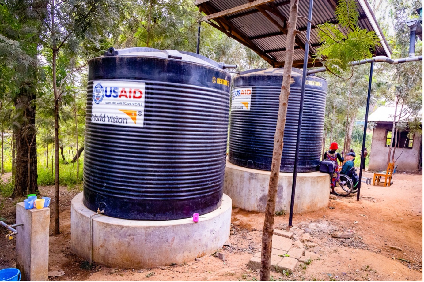 Two 10,000 litre water tanks at Central Primary School for the Visually Challenged in Kitui Central Ward were installed by World Vision Kenya through the support from USAID-Bureau for Humanitarian. Photo: Jared Ontobo/World Vision Kenya 2024.