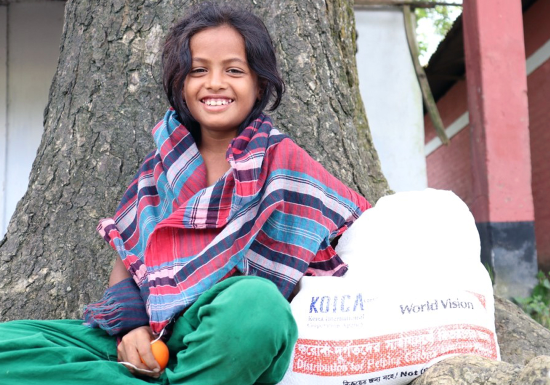 “I am happy that today we will be able to eat full plate of rice.” says Naznin,8.