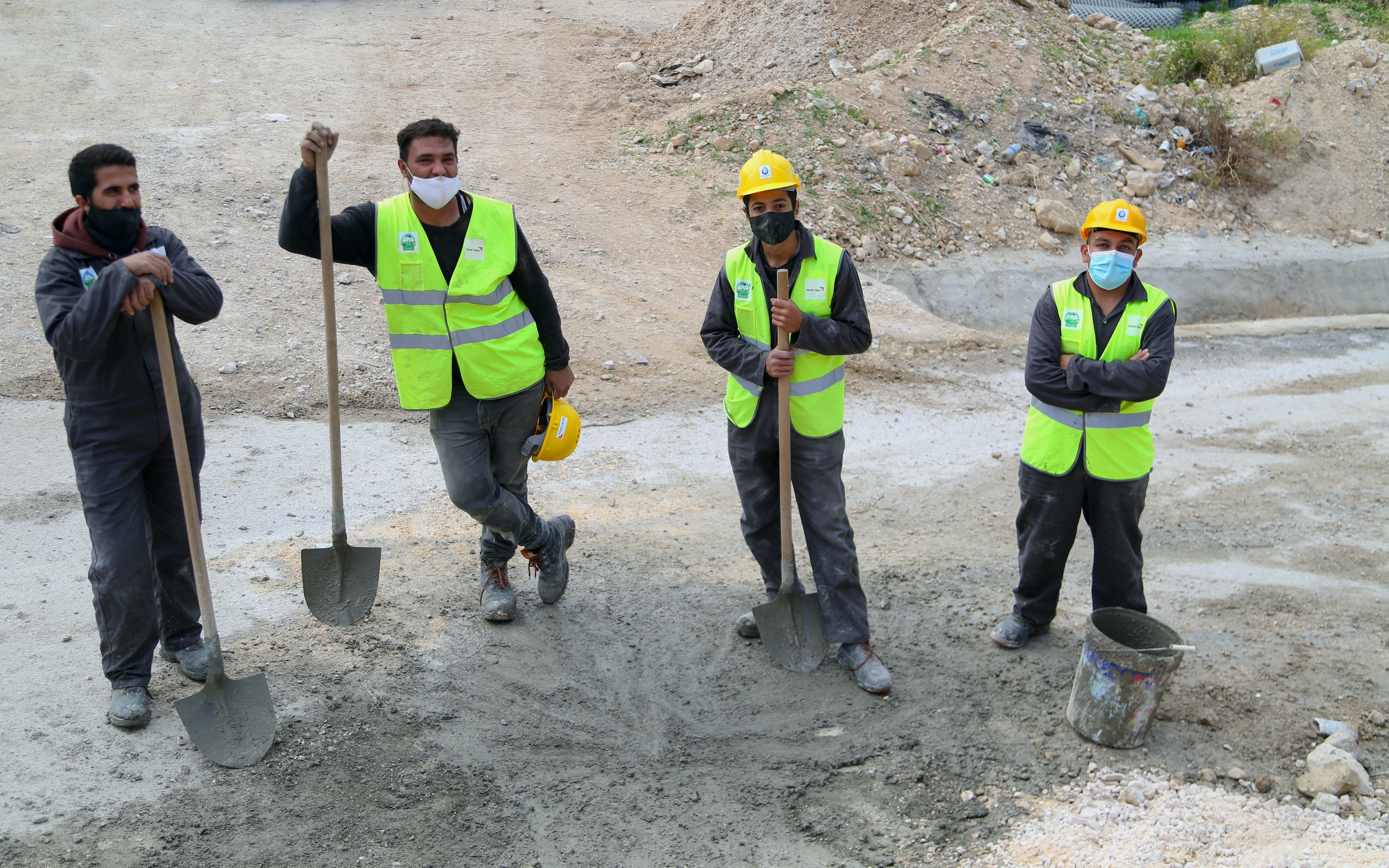 Jordanian and Syrian workers in the field at Kufranja Dam, northern Jordan