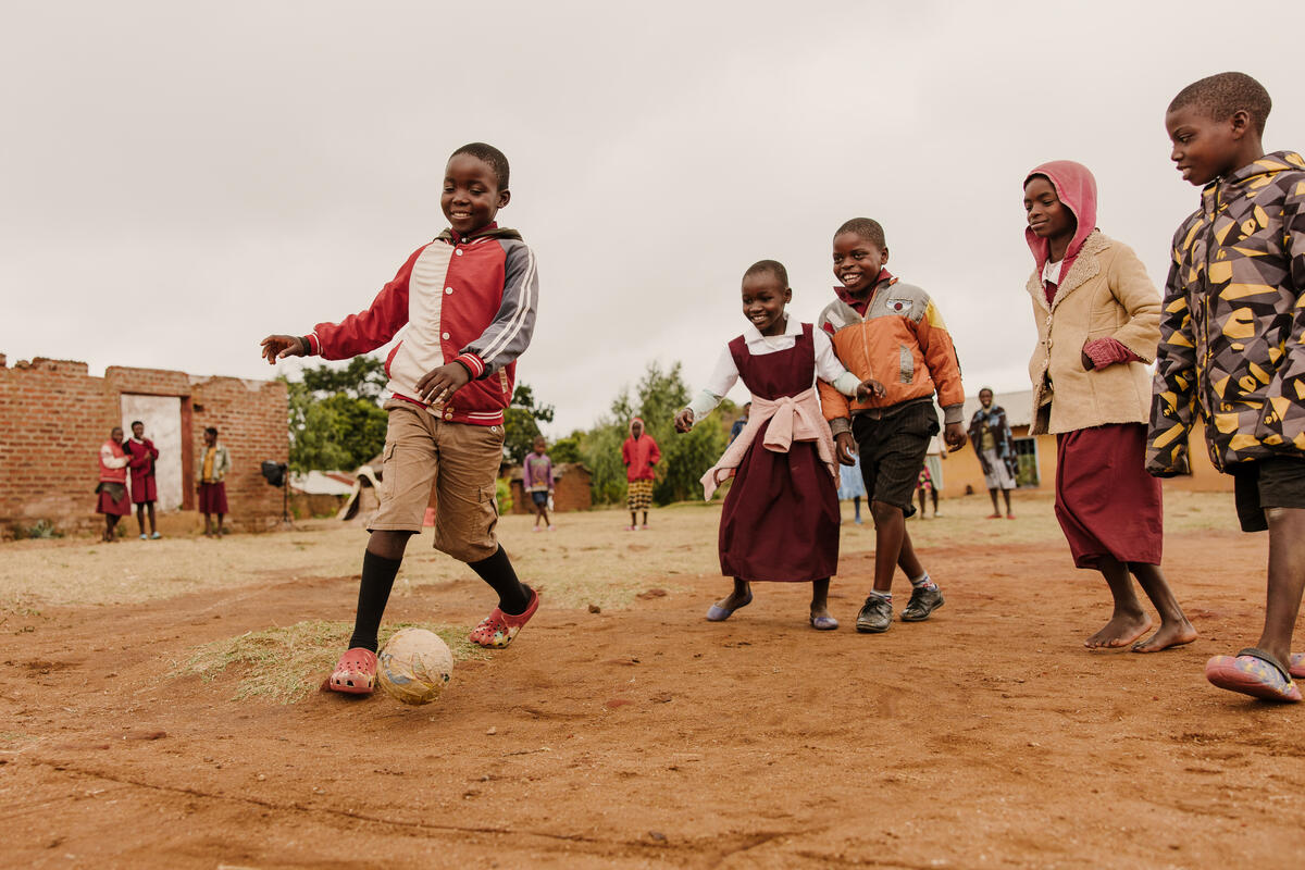 Children playing football