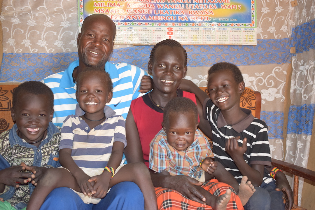 Mark and Jacinta with their children Joyce (12-), Shaddrack (8), Florence (5) and Missionary (3) at their home in Turkana County, Kenya. ©World Vision Photo/Sarah Ooko.
