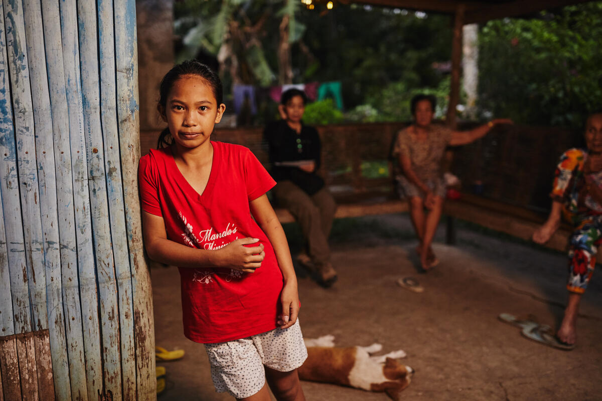 A girl in Philippines at their home.