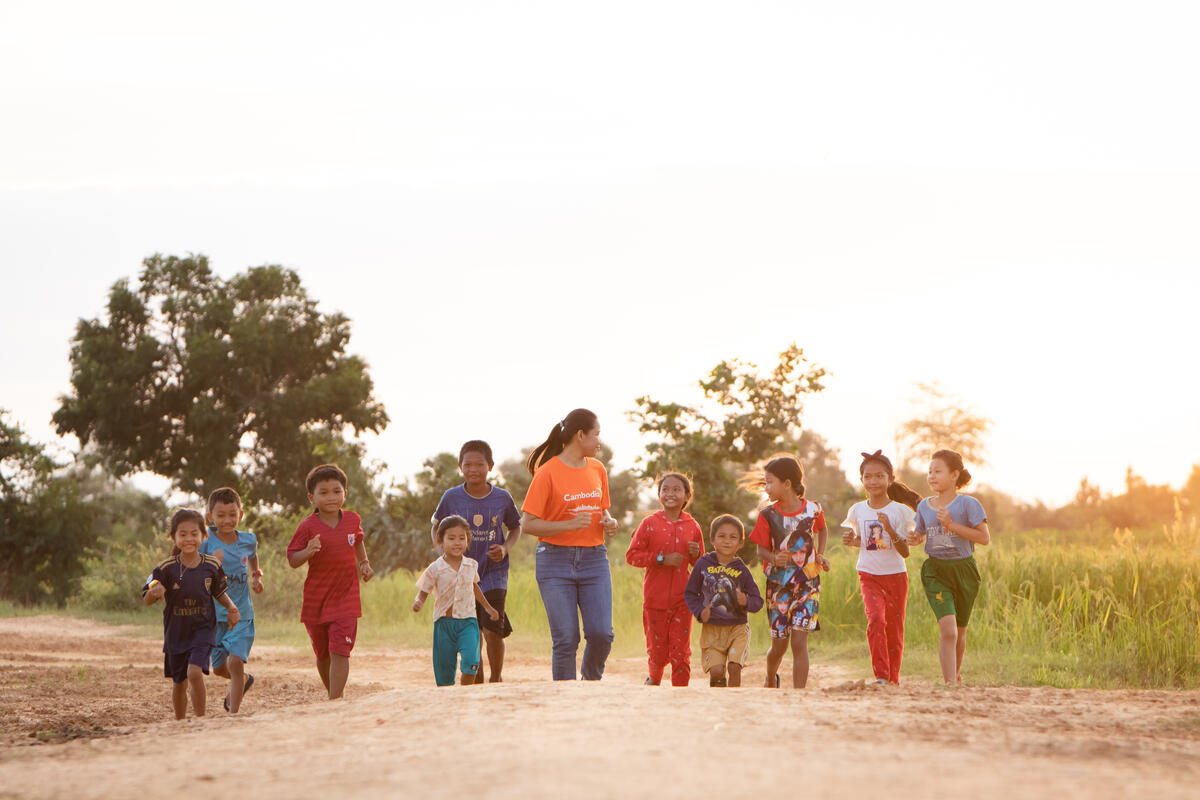 Happy children playing together.