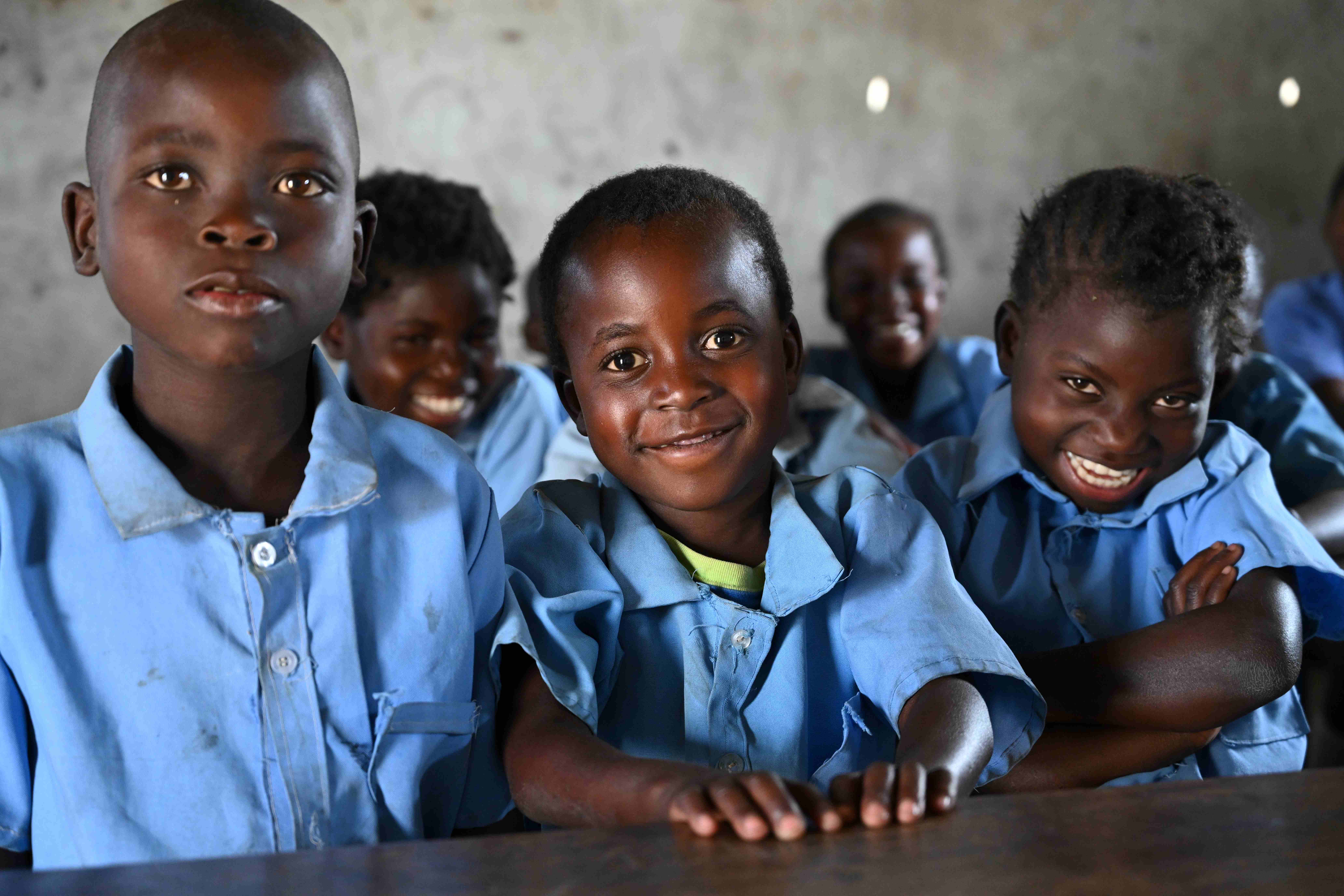 5-year Fredrick (middle) with friends in class