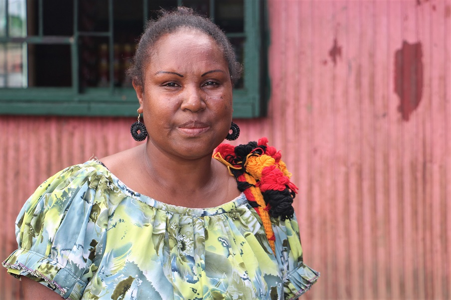 Grace is a human rights defender (HRD) under a gender project implemented by World Vision called Action against Gender Violence; Engaging Men, Youth and Children Project in her community in Port Moresby, Papua New Guinea.