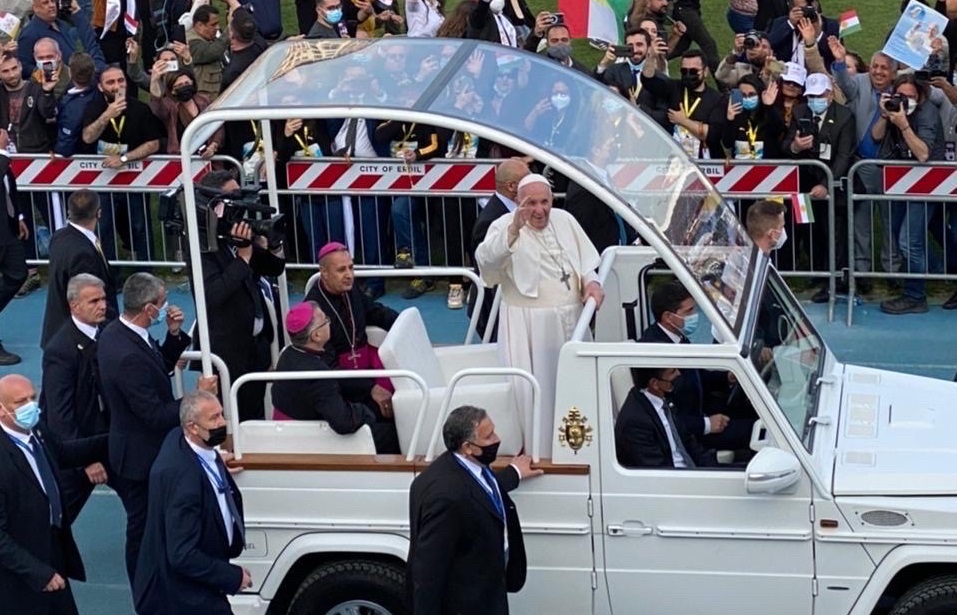 The Pope driving through Iraq