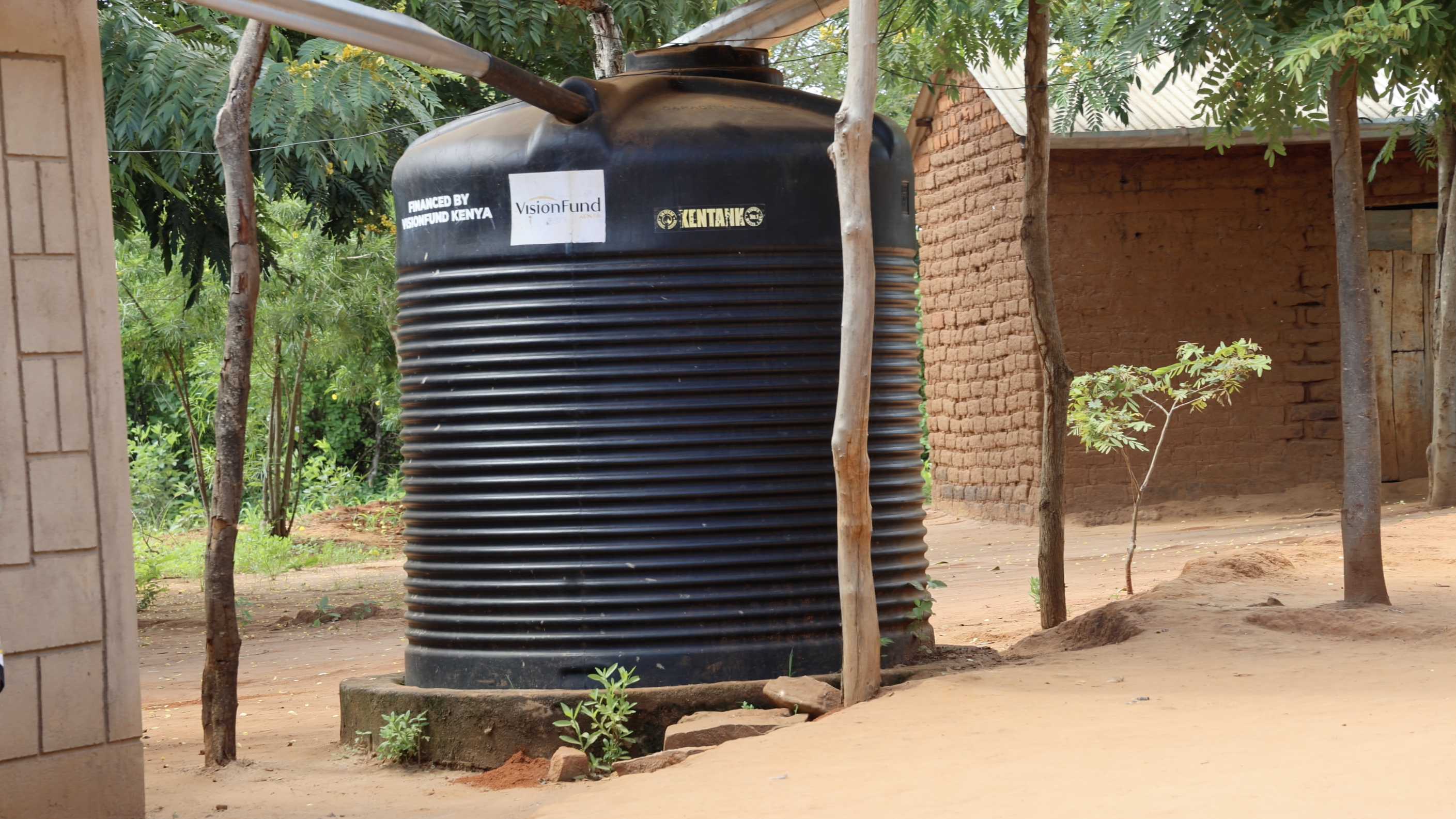 One of the water tanks Felister acquired through support from World Vision Kenya and VisionFund. It now provides her family with reliable access to clean water for daily use. © World Vision Kenya/ Jared Ontobo