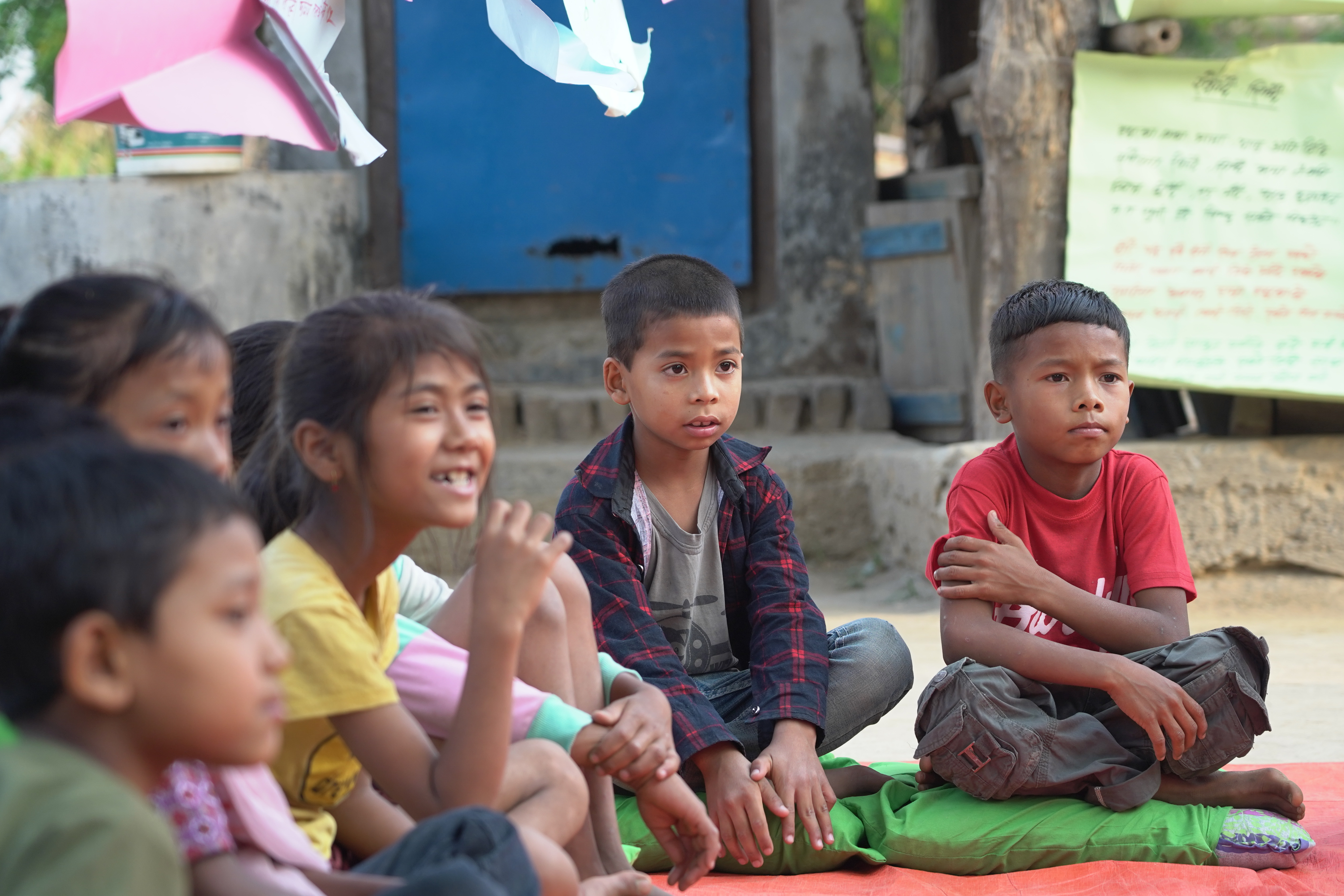 Biyes in his reading camp with his friends.