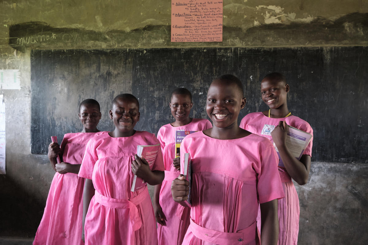 Girls in class in Uganda