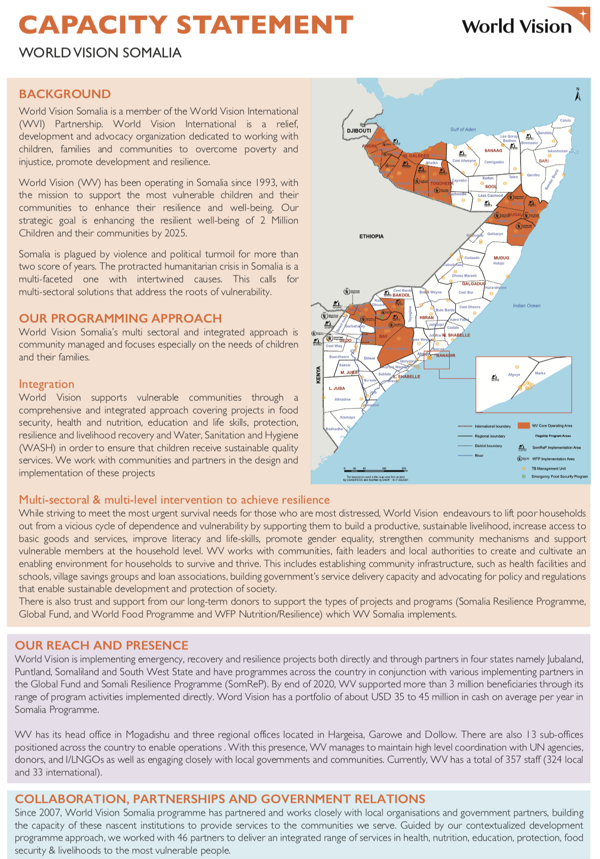 Capacity statement, Somalia