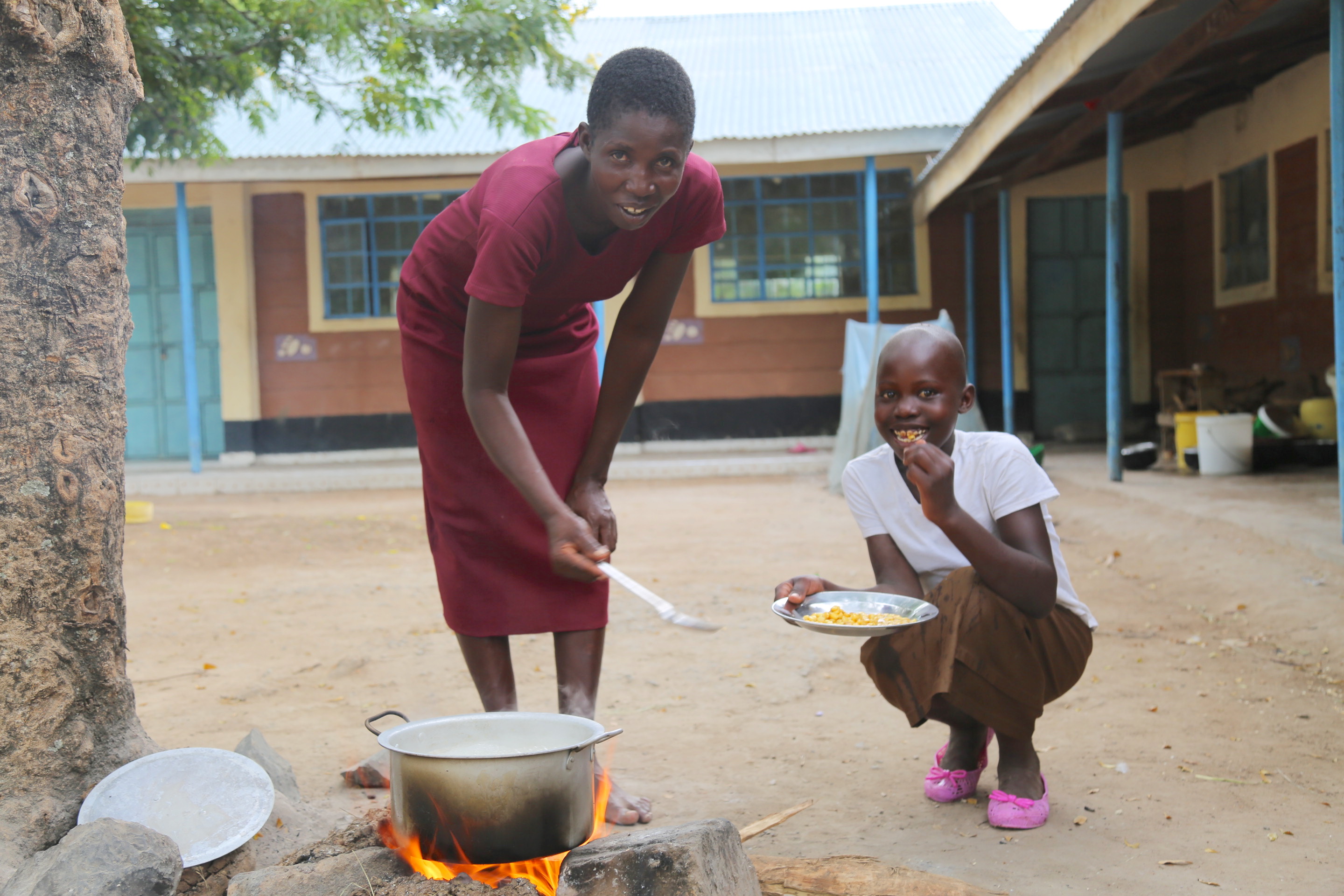 Mitchelle and her mum Elseba at the camp. She is happy to be alive and safe. ©World Vision Photo/Irene Sinoya.