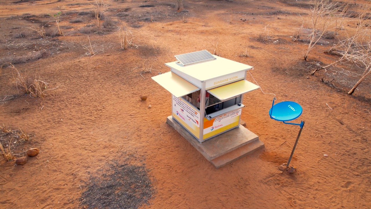 The solar kiosk installed by World Vision in collaboration with TotalEnergies in Ndikir village. ©World Vision Photo/David Nderitu.