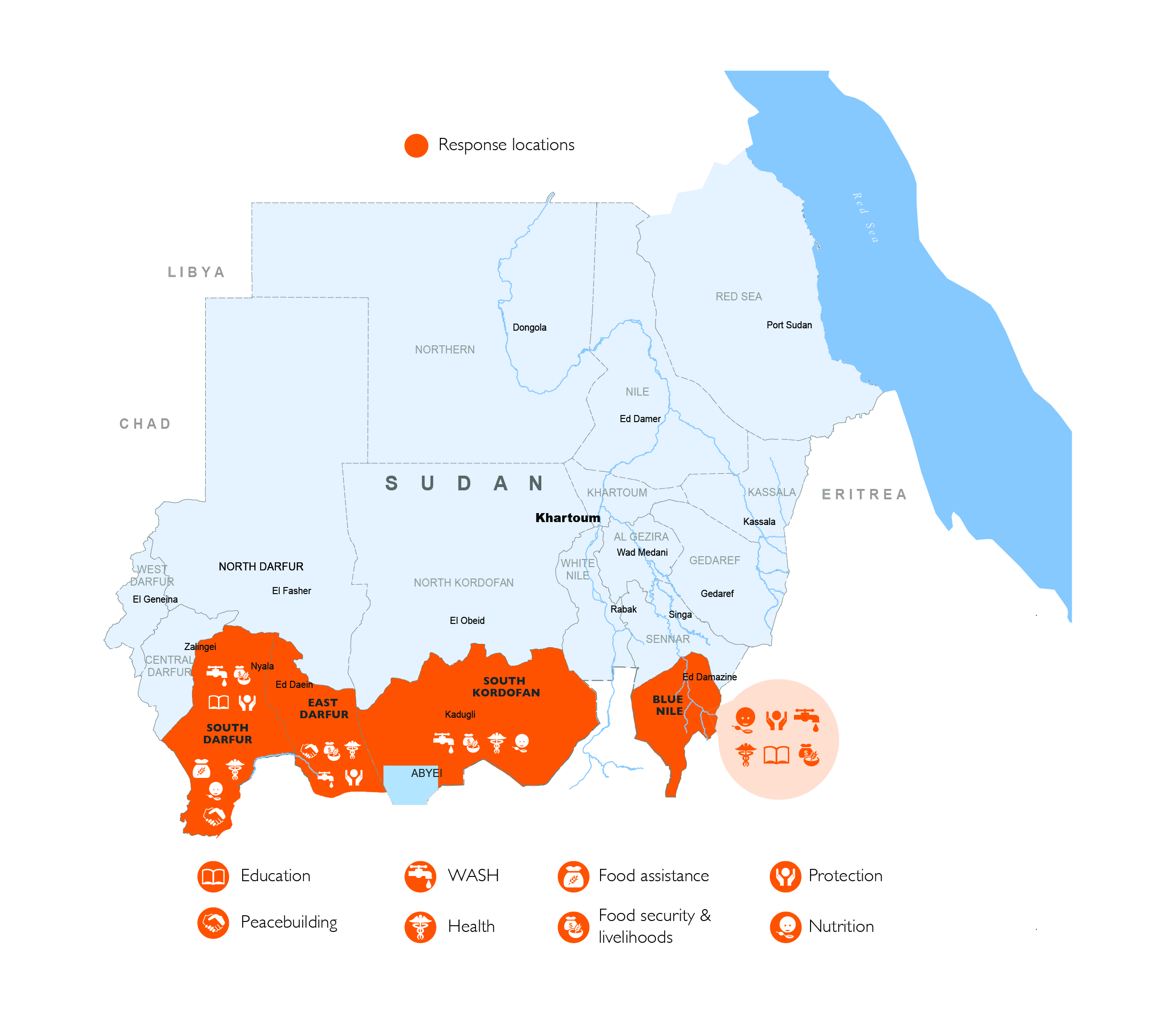 World Vision response locations map 