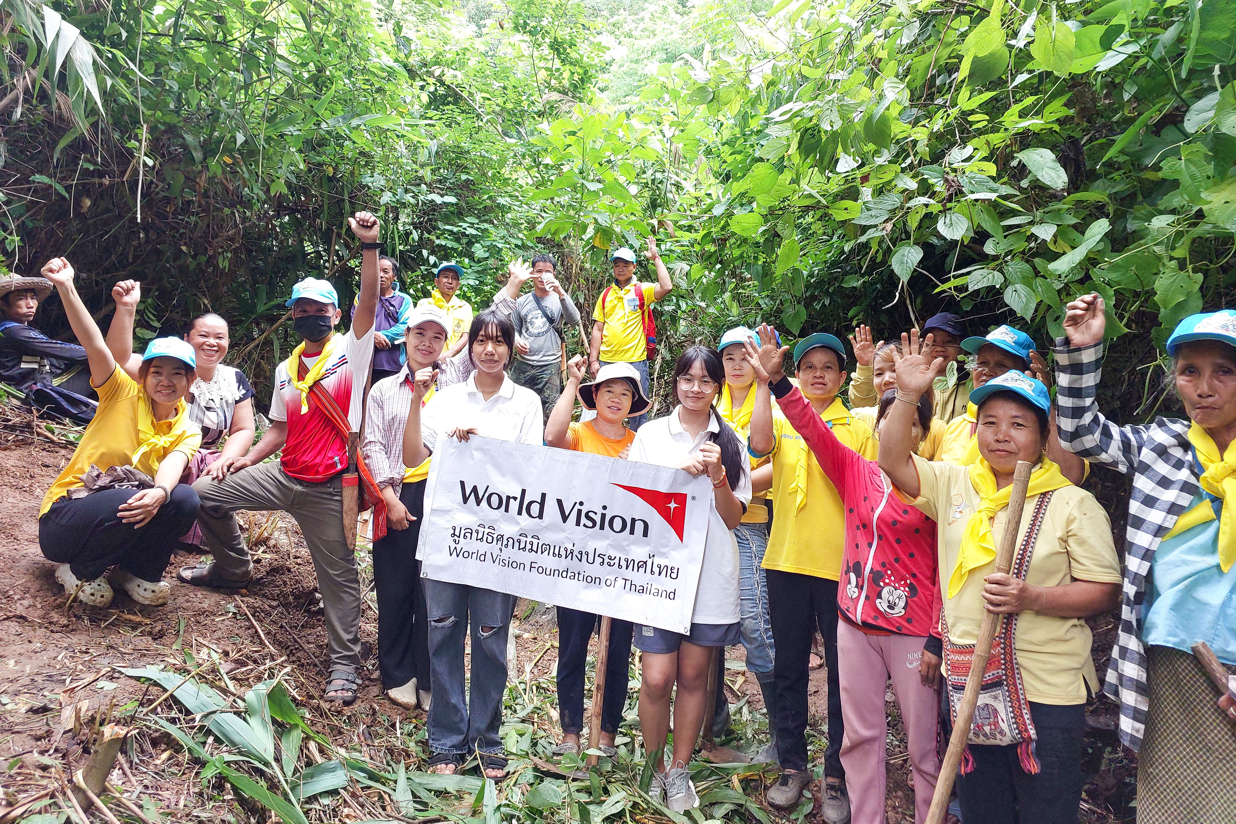 “This is one of the check dams constructed with the collaboration of everyone. They will help slow down strong currents and store water when the drought season arrives. We have constructed five of them,” says Da and Yogi, WV youth leaders in Mae Hong Son.