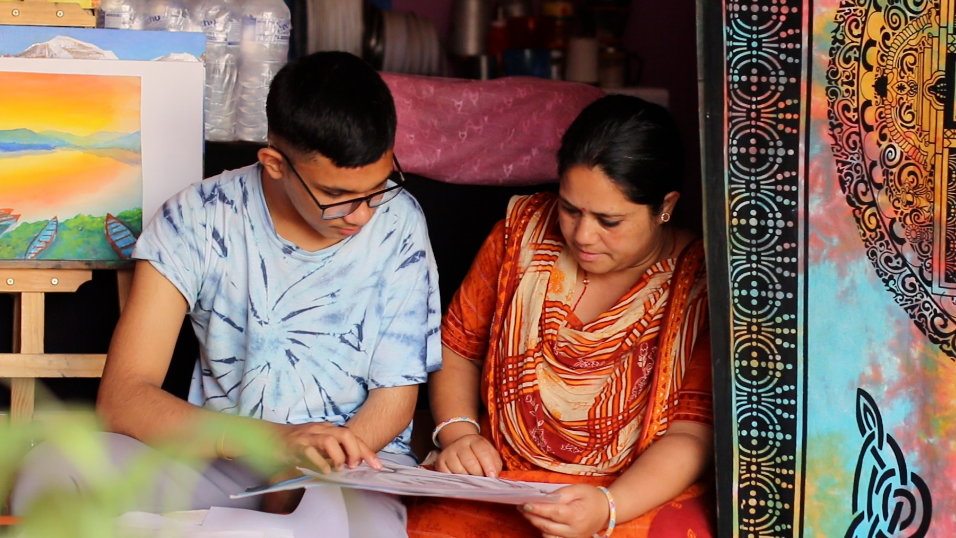 Rahul with his mother