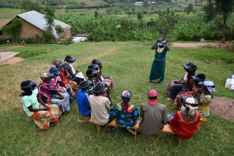 People in Rwanda training in VR headsets