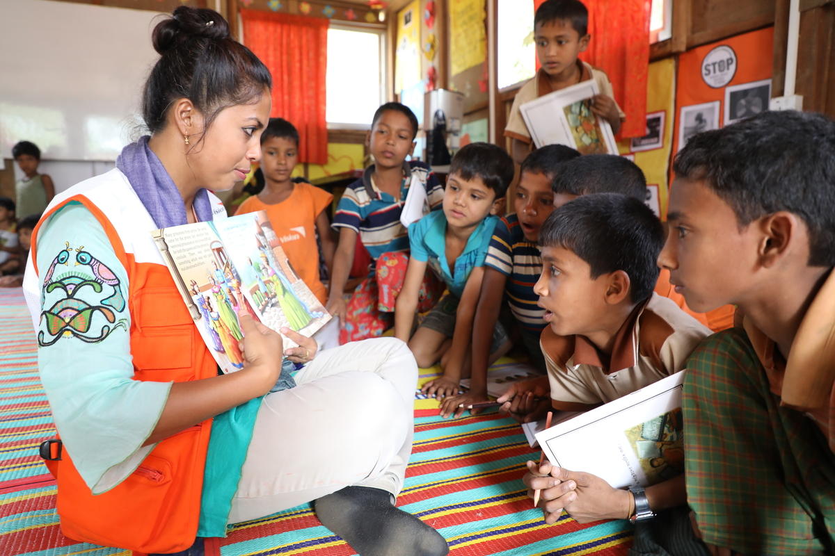 CHILD PROTECTION:  World Vision’s child protection work includes informal education for children and adolescents. Children learn Burmese, English, math and life skills in our 21 centres.