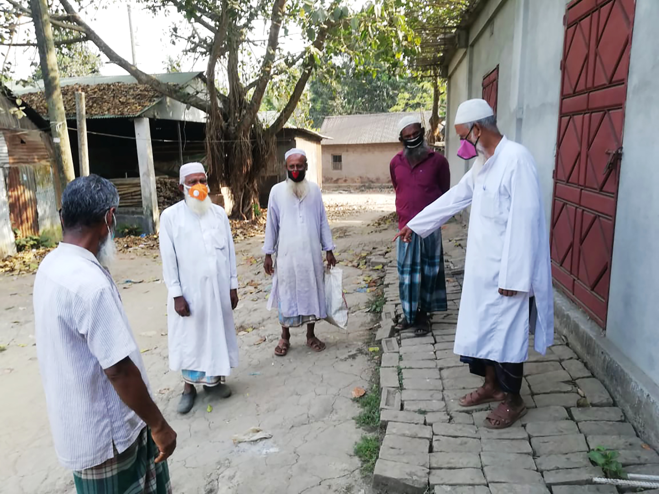 Md. Motiyar Rohman, member of Jalchatra Bazar Mosque Committee was instructing devotees how they should keep maintaining Social distance, personal hygiene and frequently hand washing. He also suggested them not to come to mosque but pray at home.