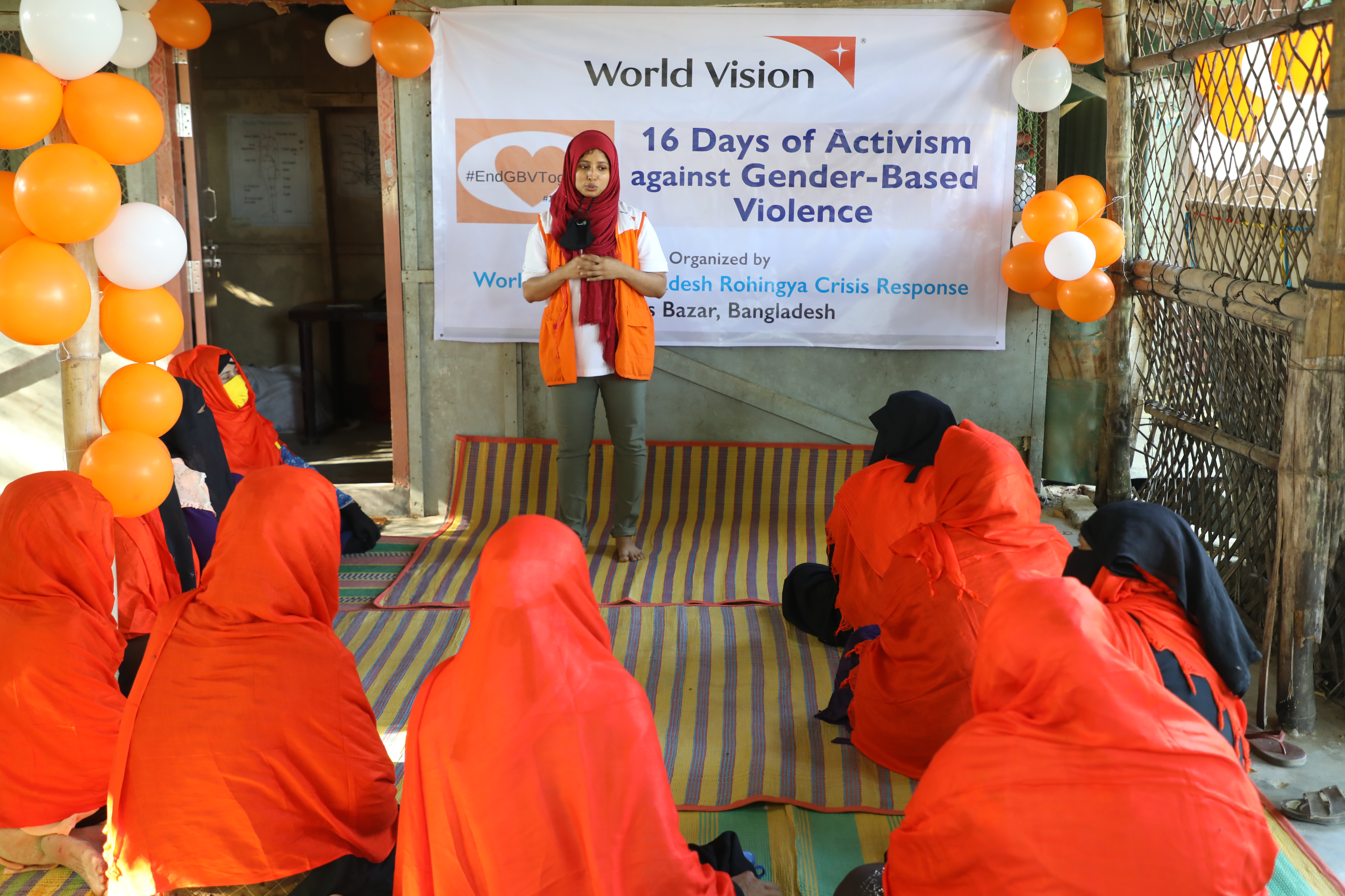 Rohingya Refugee women and girl during a gender based violence awareness training event