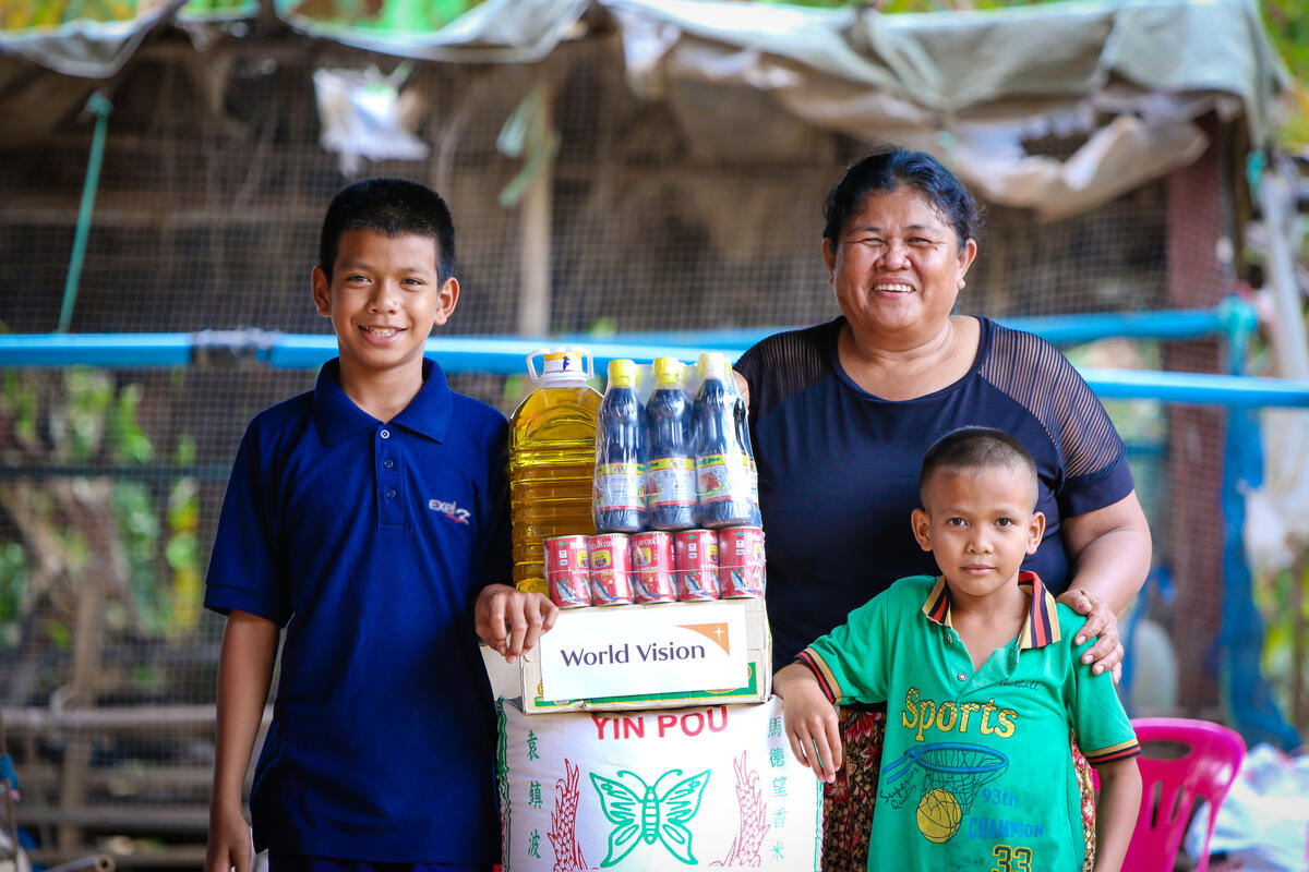 Panha and his family received emergency goods.