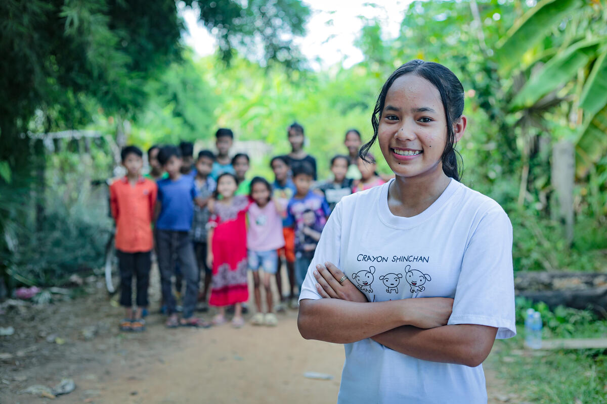 Sinan, from Chikraeng District a Child Adolescent Youth leader alongside other children