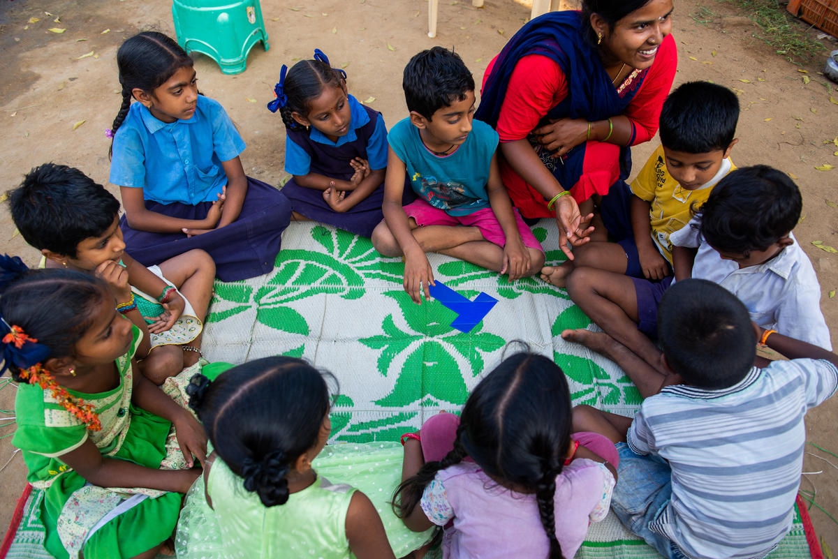 Anuradha works with children in her local community.