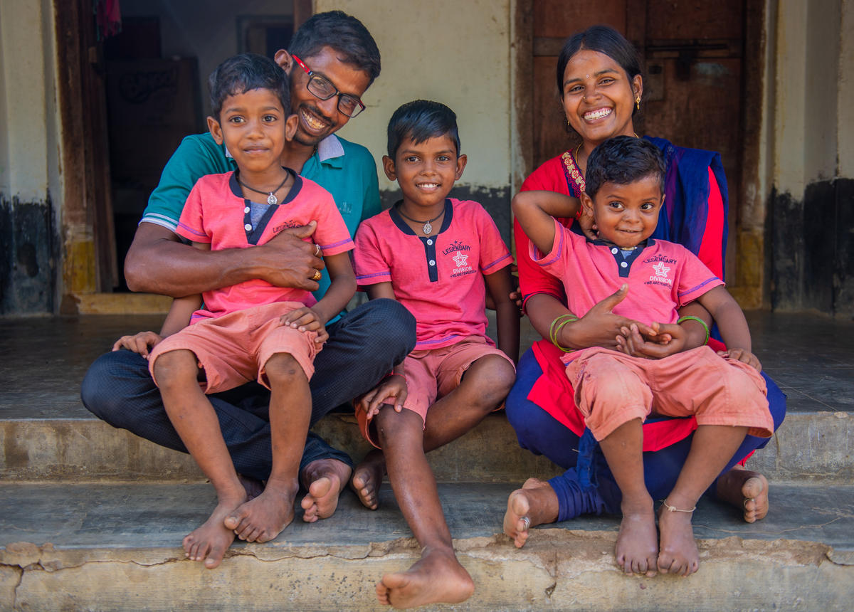 Anuradha, Krishna and their three children