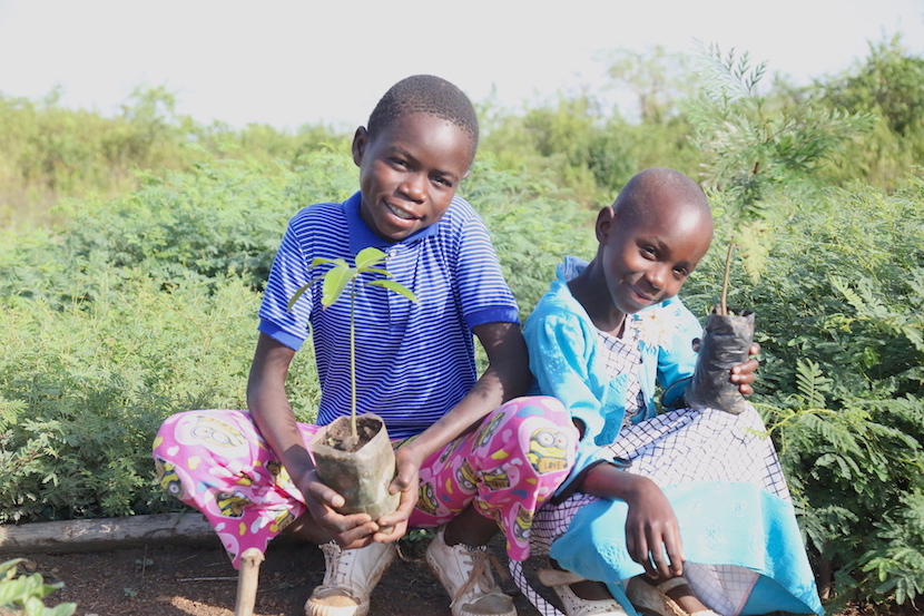 Children with plants