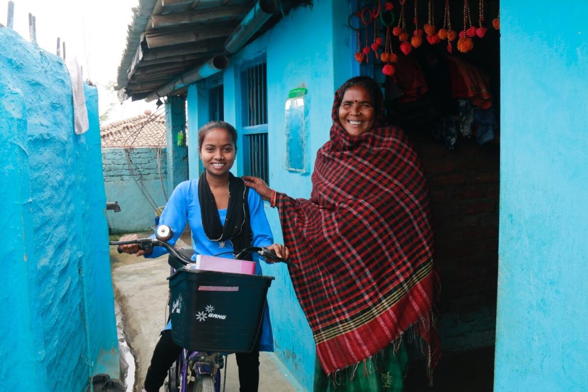 Now Sunita has a bike she can make it to school on time.