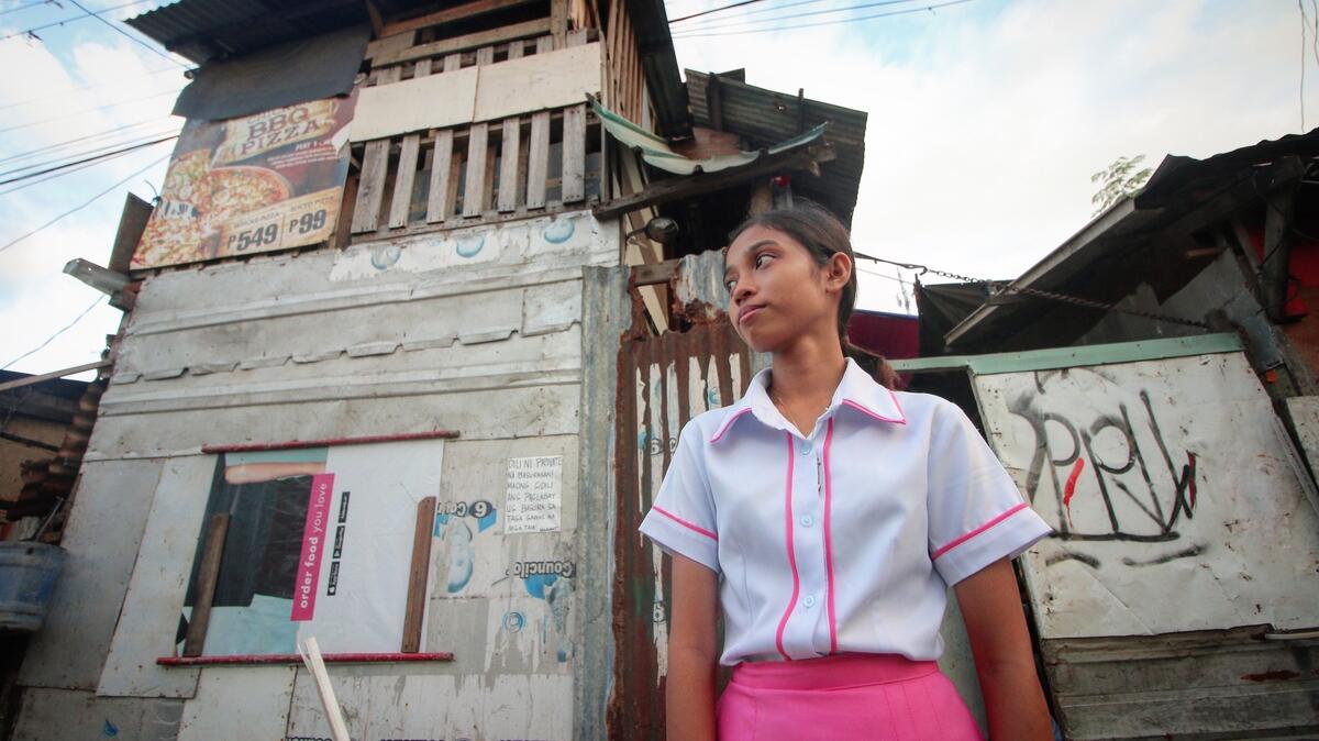 Angel's family rent a shanty in a junkyard-turned-residential compound