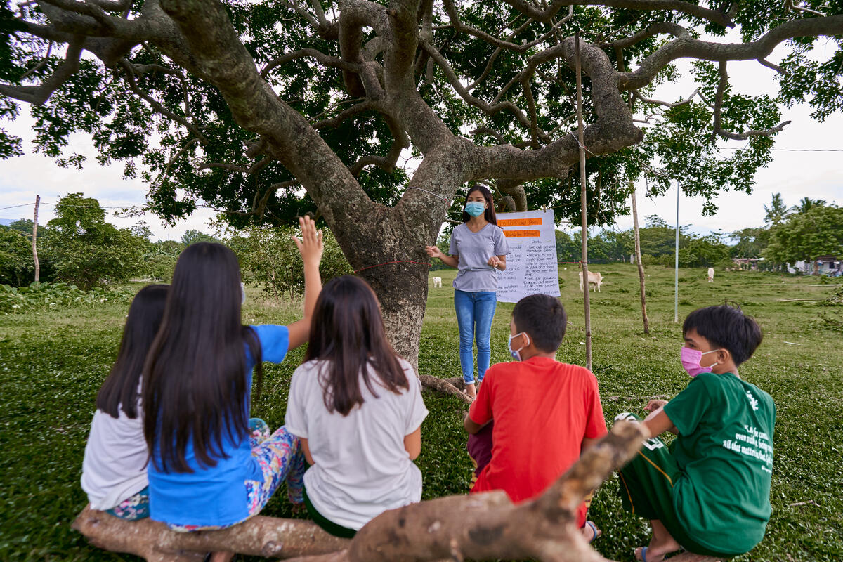 Michaela teaches other children how to stay safe from online abuse.