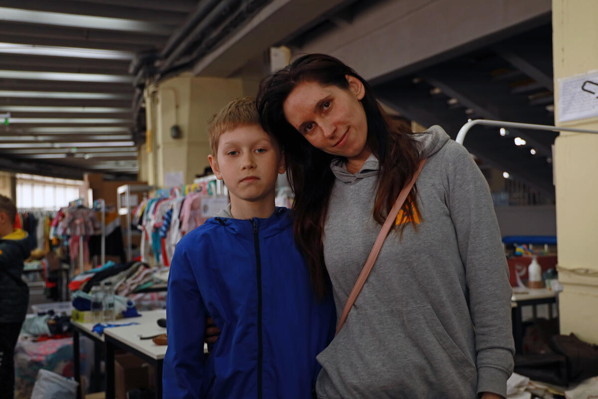 Ukranian refugee Victoria and her son at RomExpo