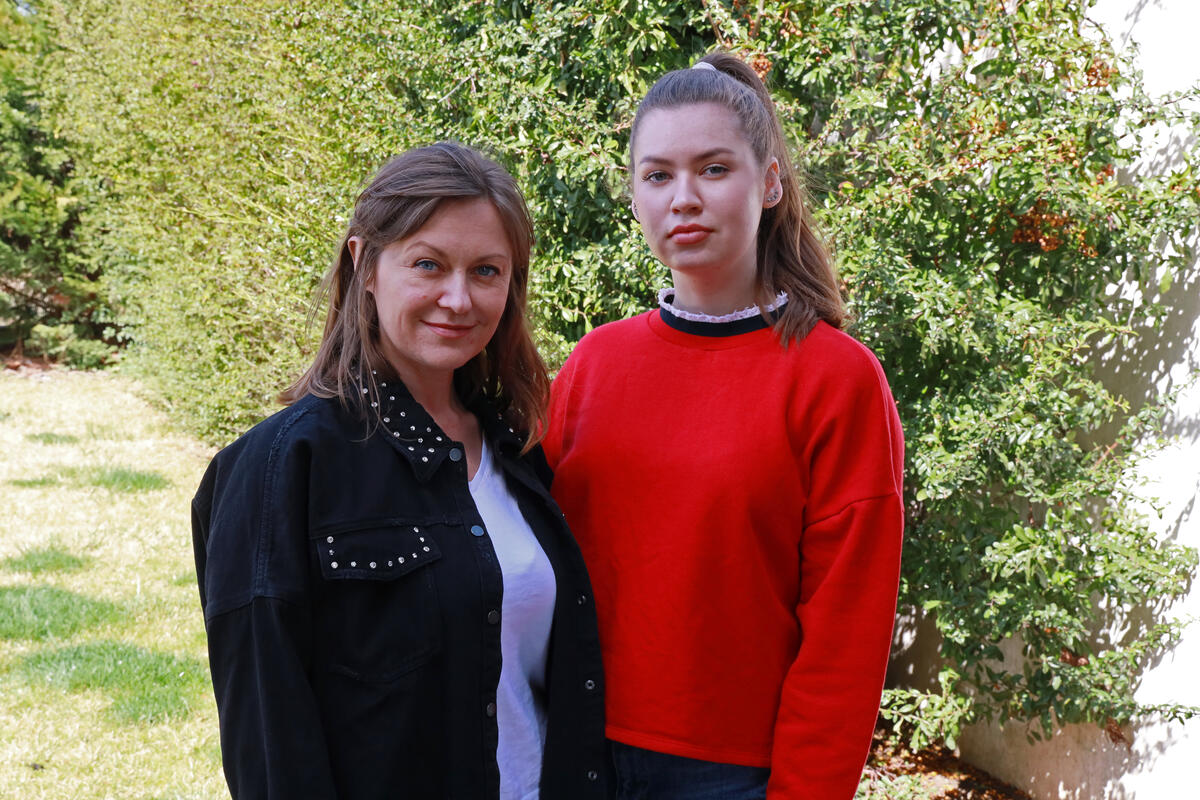Tatiana and her daughter Anastasia. Tatiana left Odesa, fearing that she and her children would become collateral damage if fighting broke out at the airport, which is close to their house.
