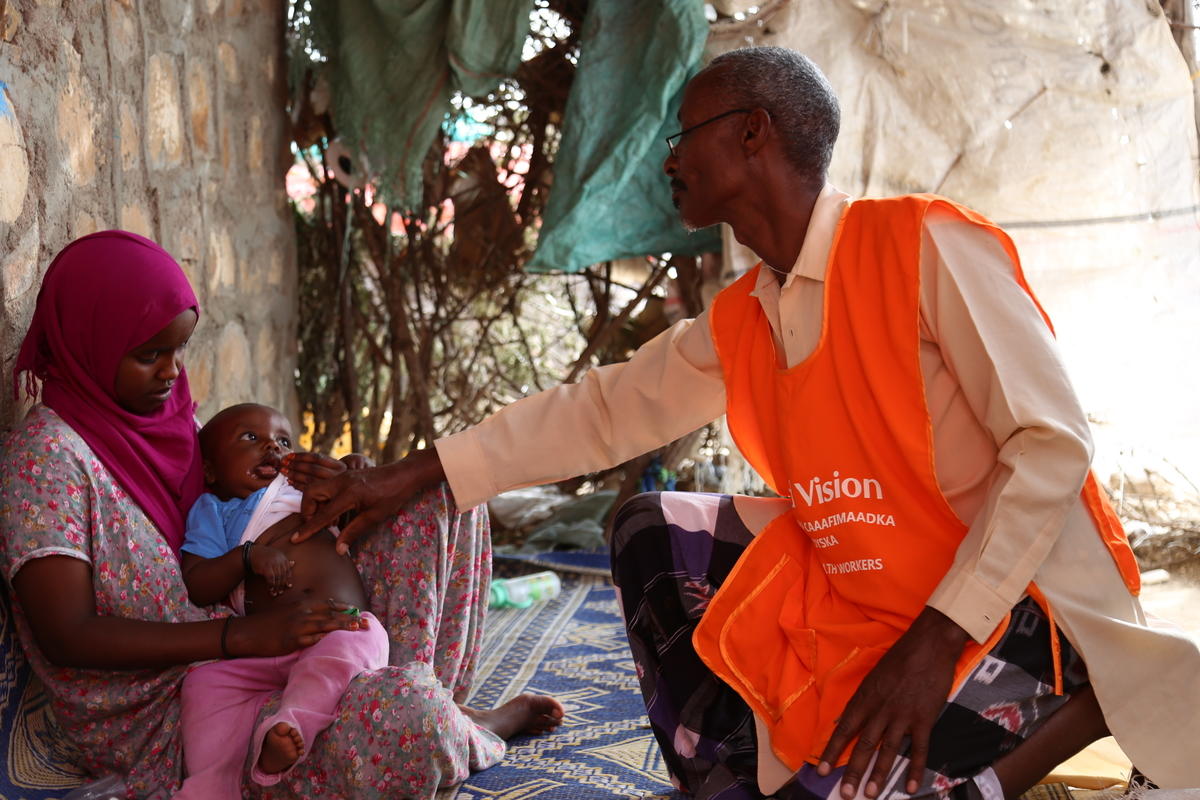 Dayib visiting mother and her child at home a week after treatment to check on his recovery progress. When the child fell sick Dayib provided paracetamol and referred him to Gabilay Hospital for further treatment.  July 13, 2019